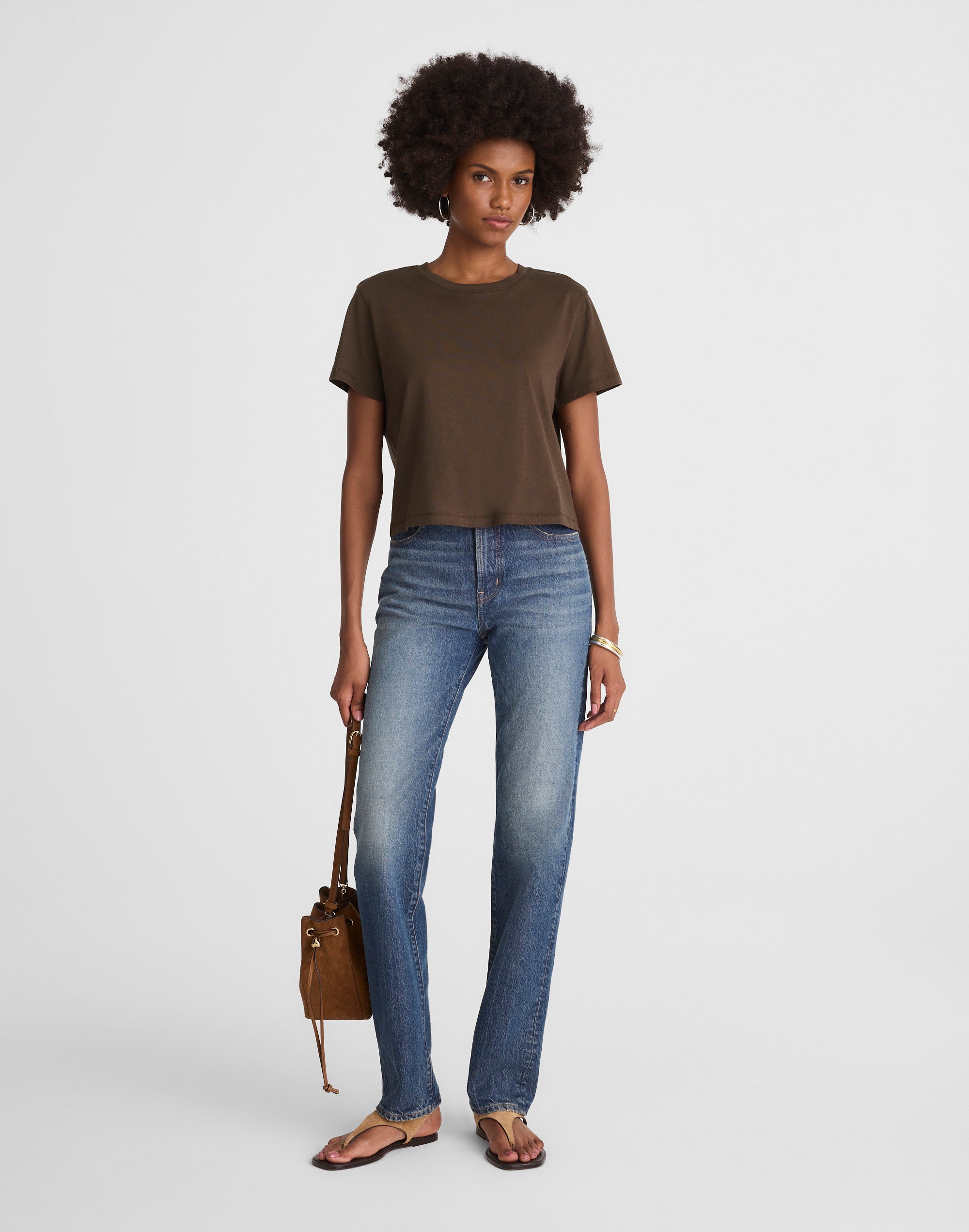 The Boxy-Crop Tee in Soft Slub