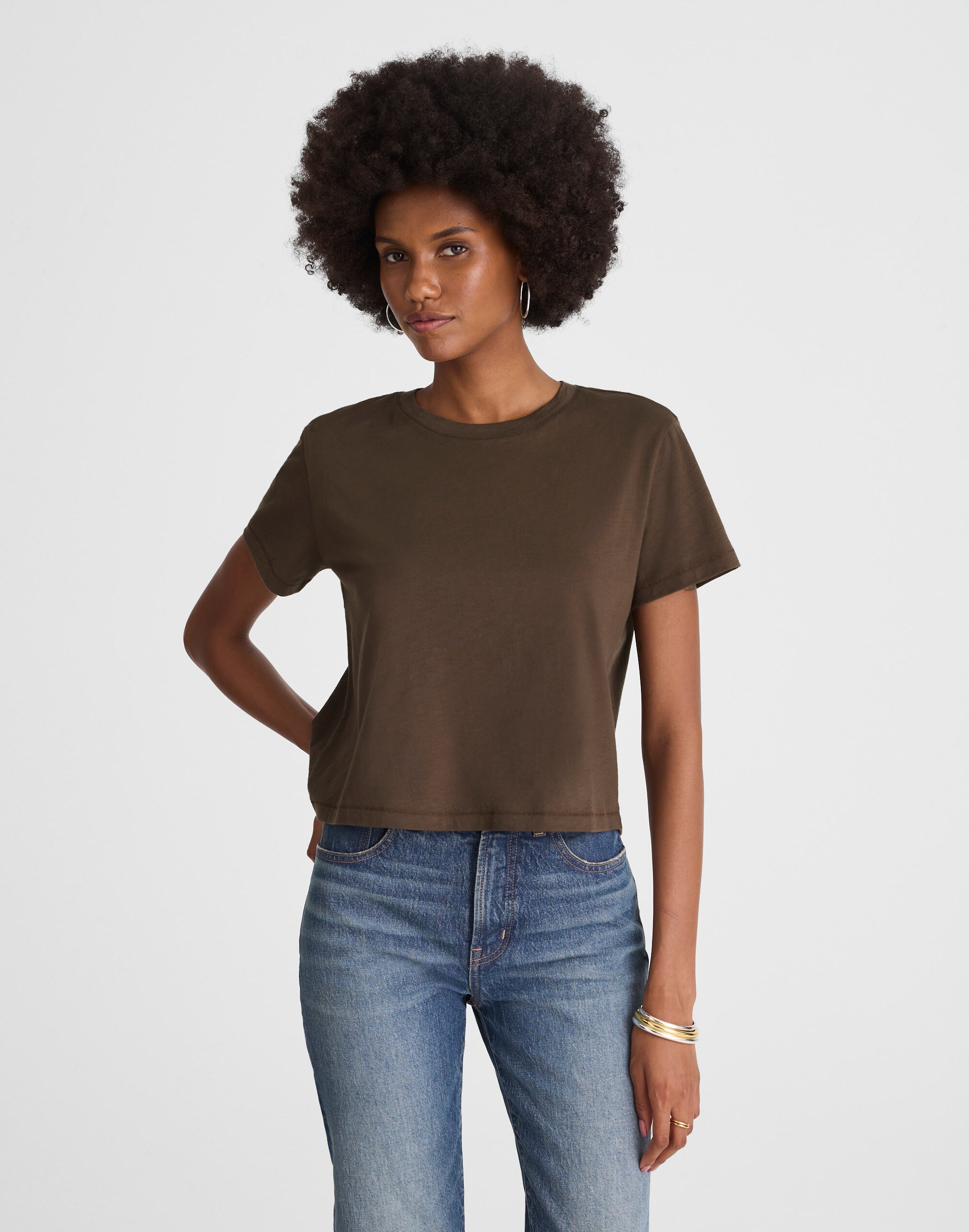 The Boxy-Crop Tee in Soft Slub