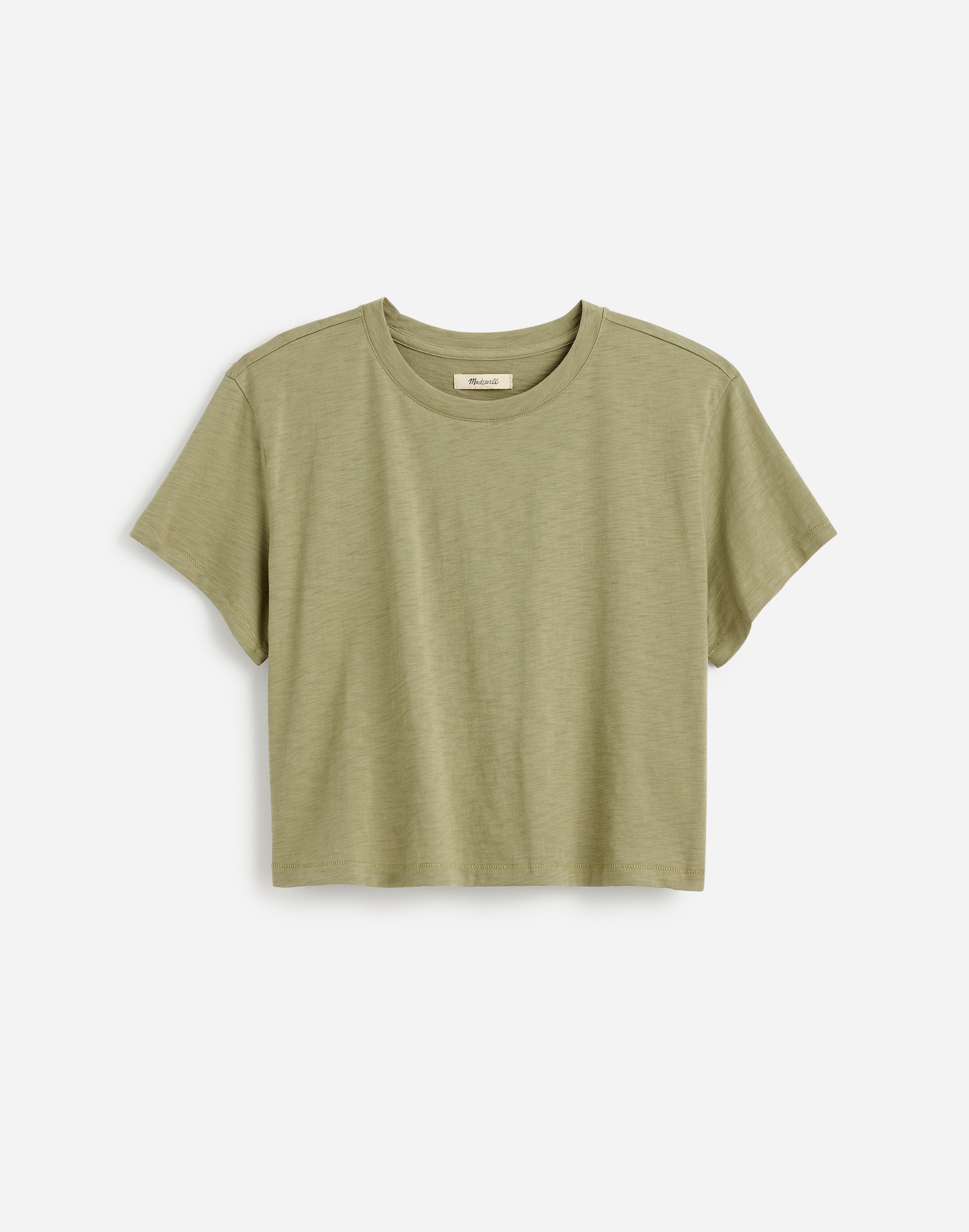 The Easy Crop Tee in Soft Slub in earthen green image 1