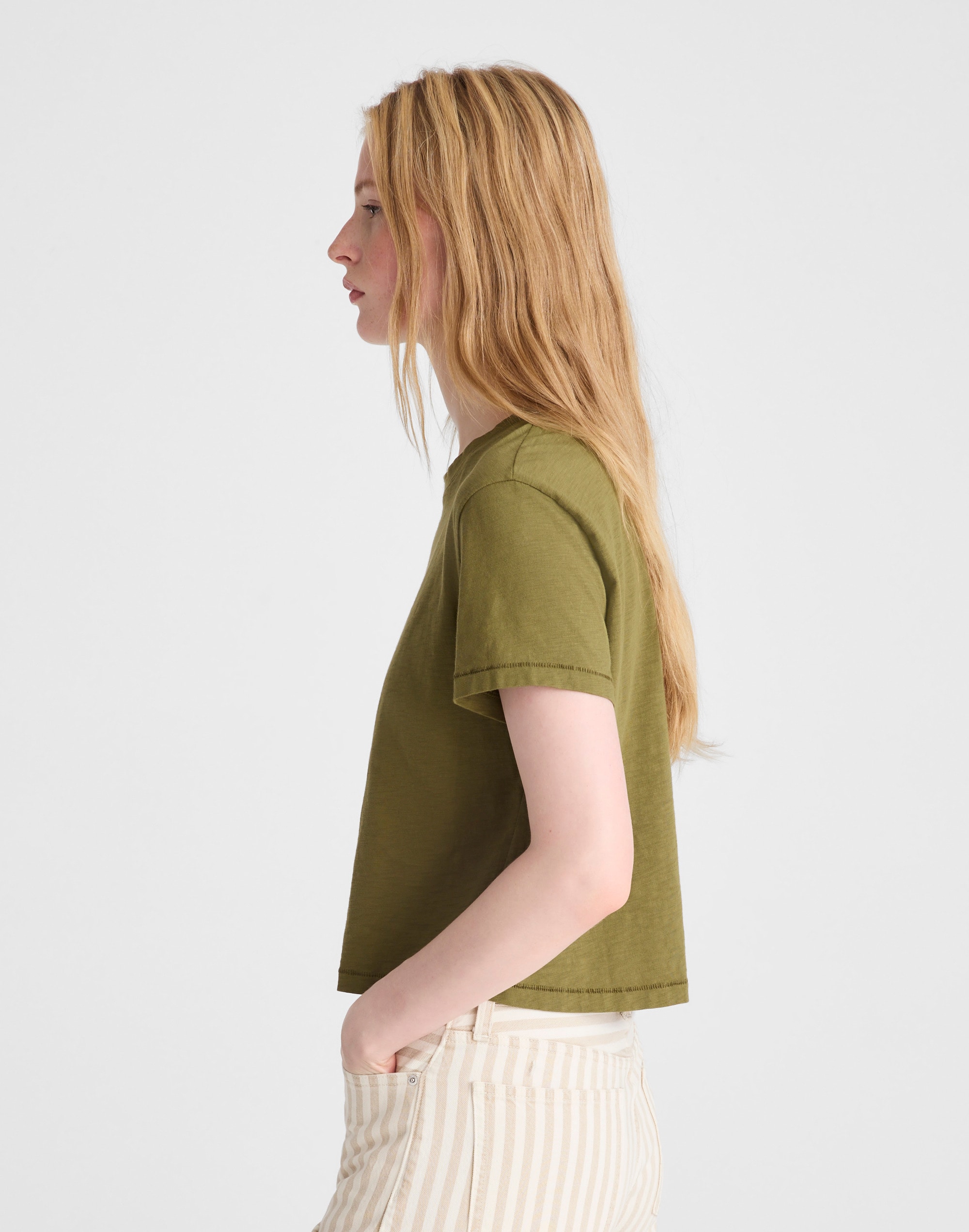 The Easy Crop Crewneck Tee in Soft Slub