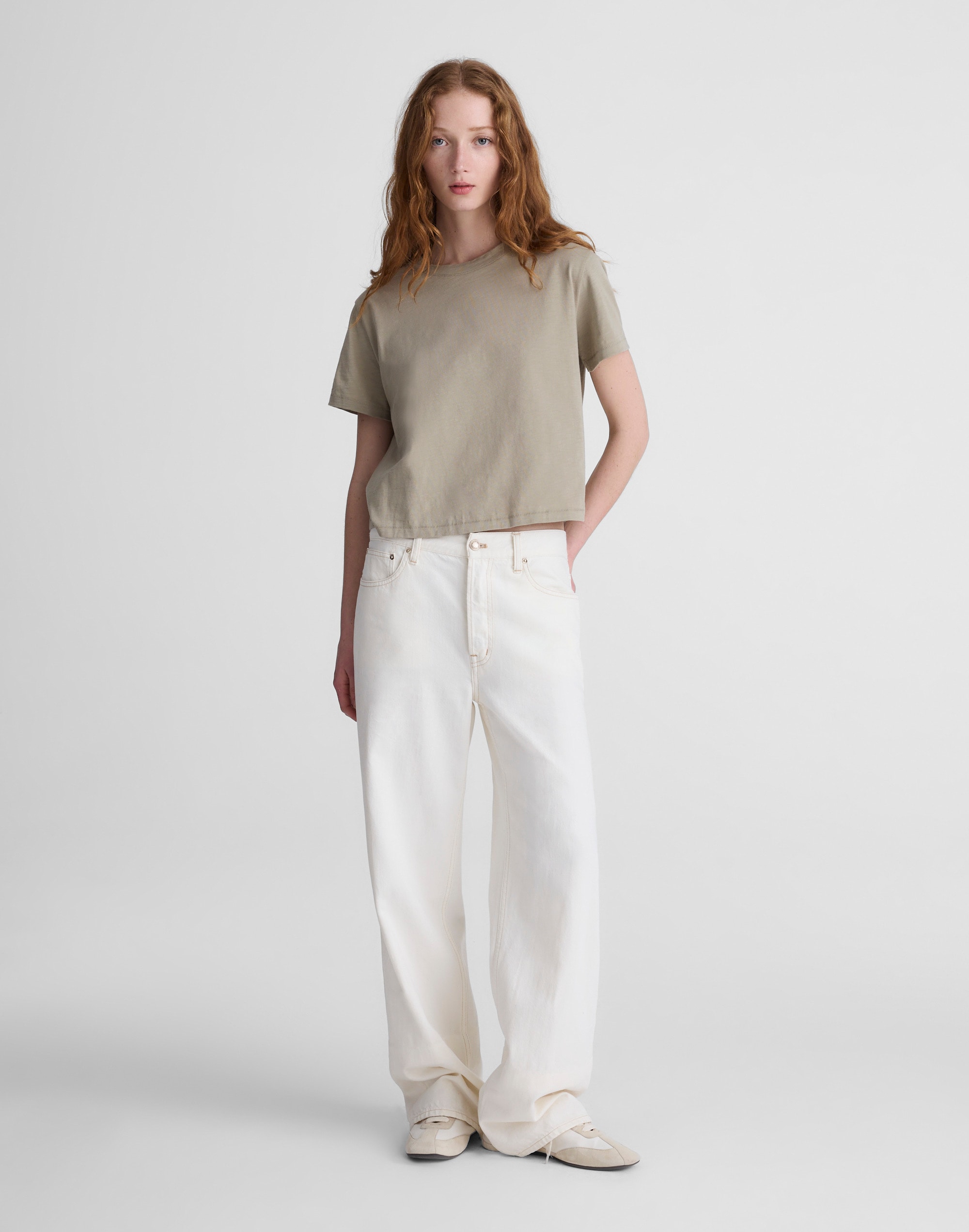 The Boxy-Crop Tee in Soft Slub