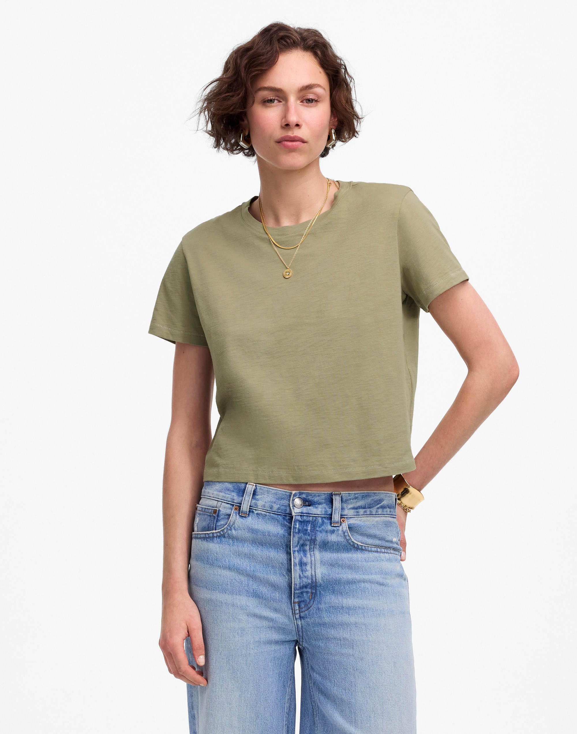 The Boxy-Crop Tee in Soft Slub