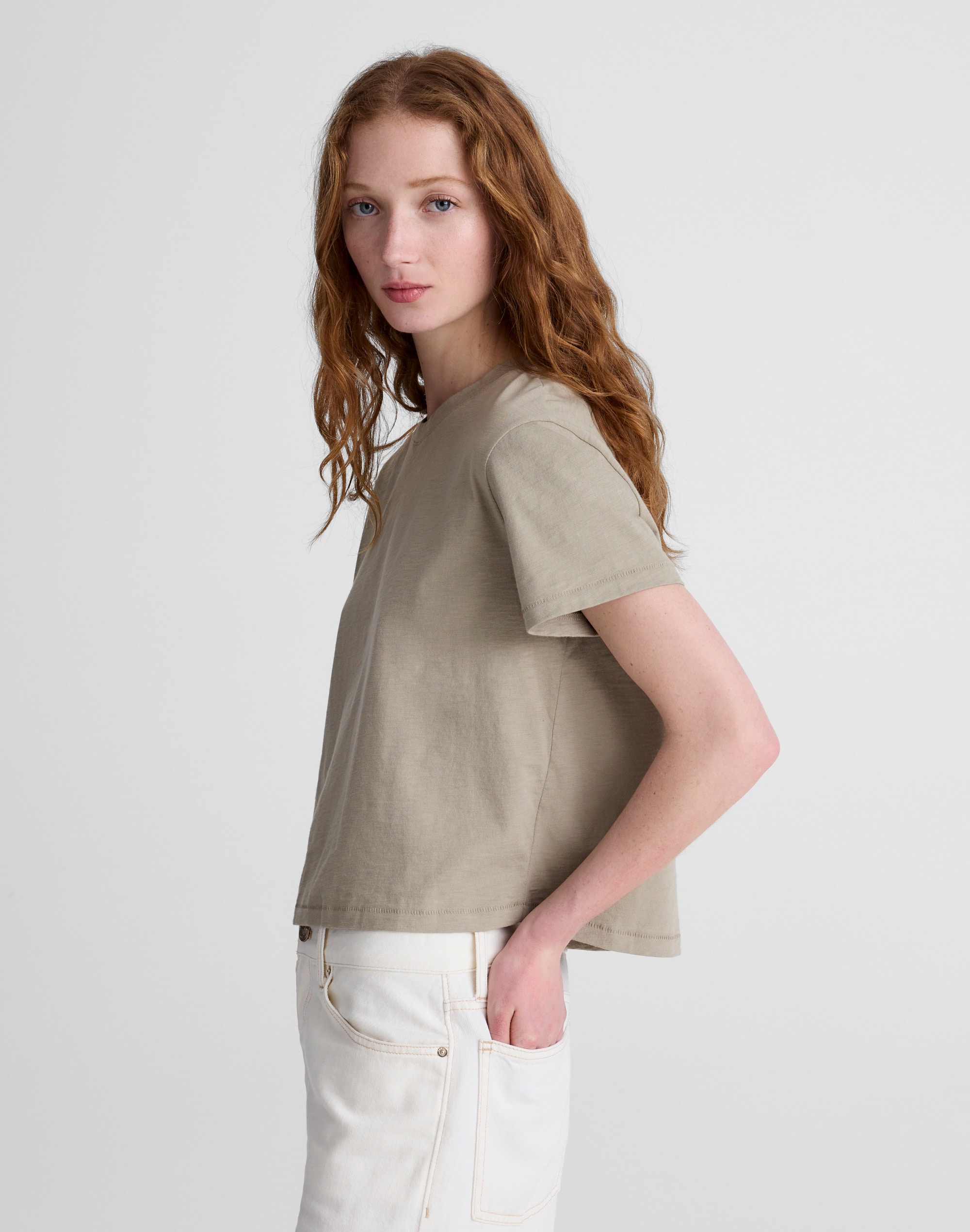 The Boxy-Crop Tee in Soft Slub