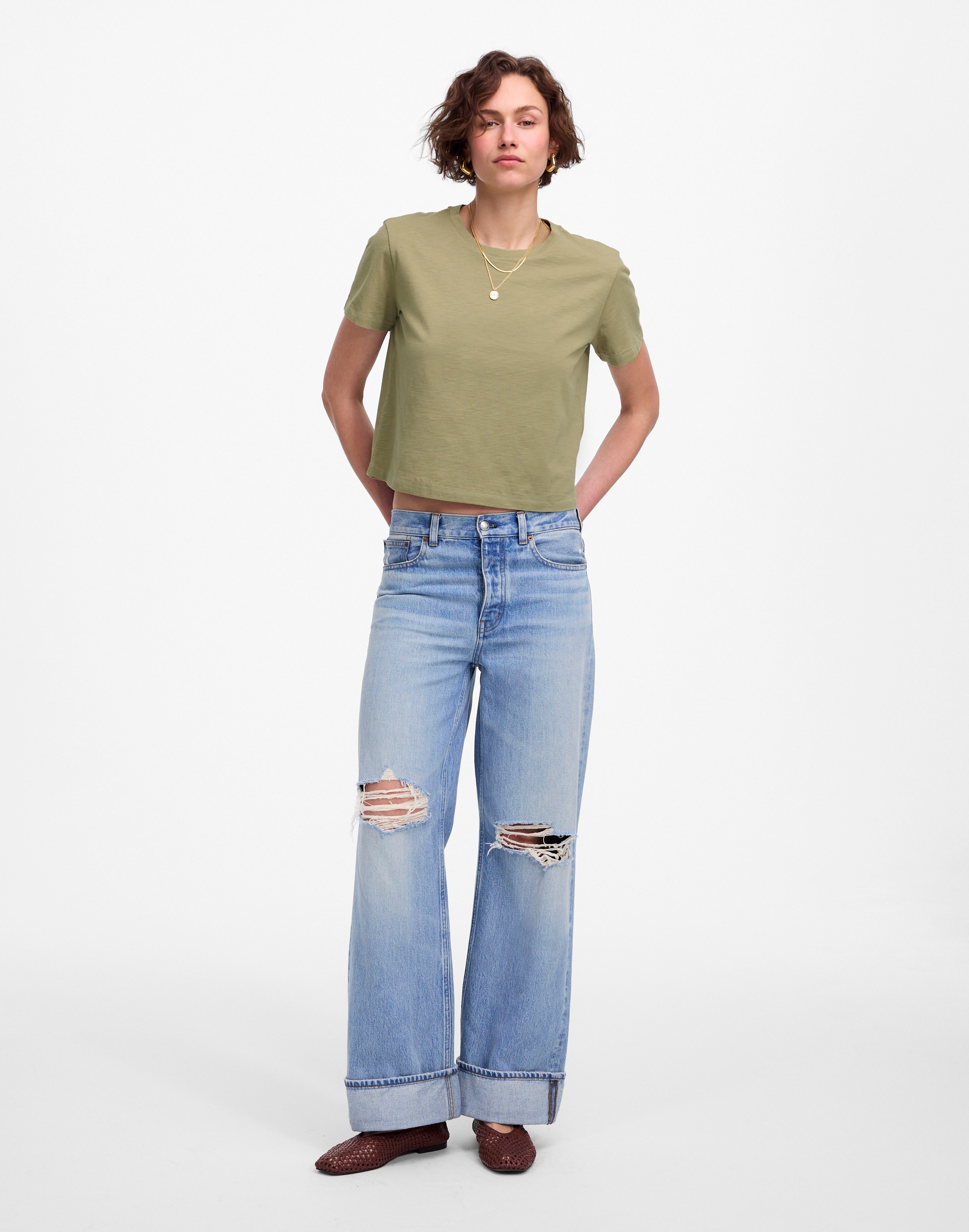 The Boxy-Crop Tee in Soft Slub