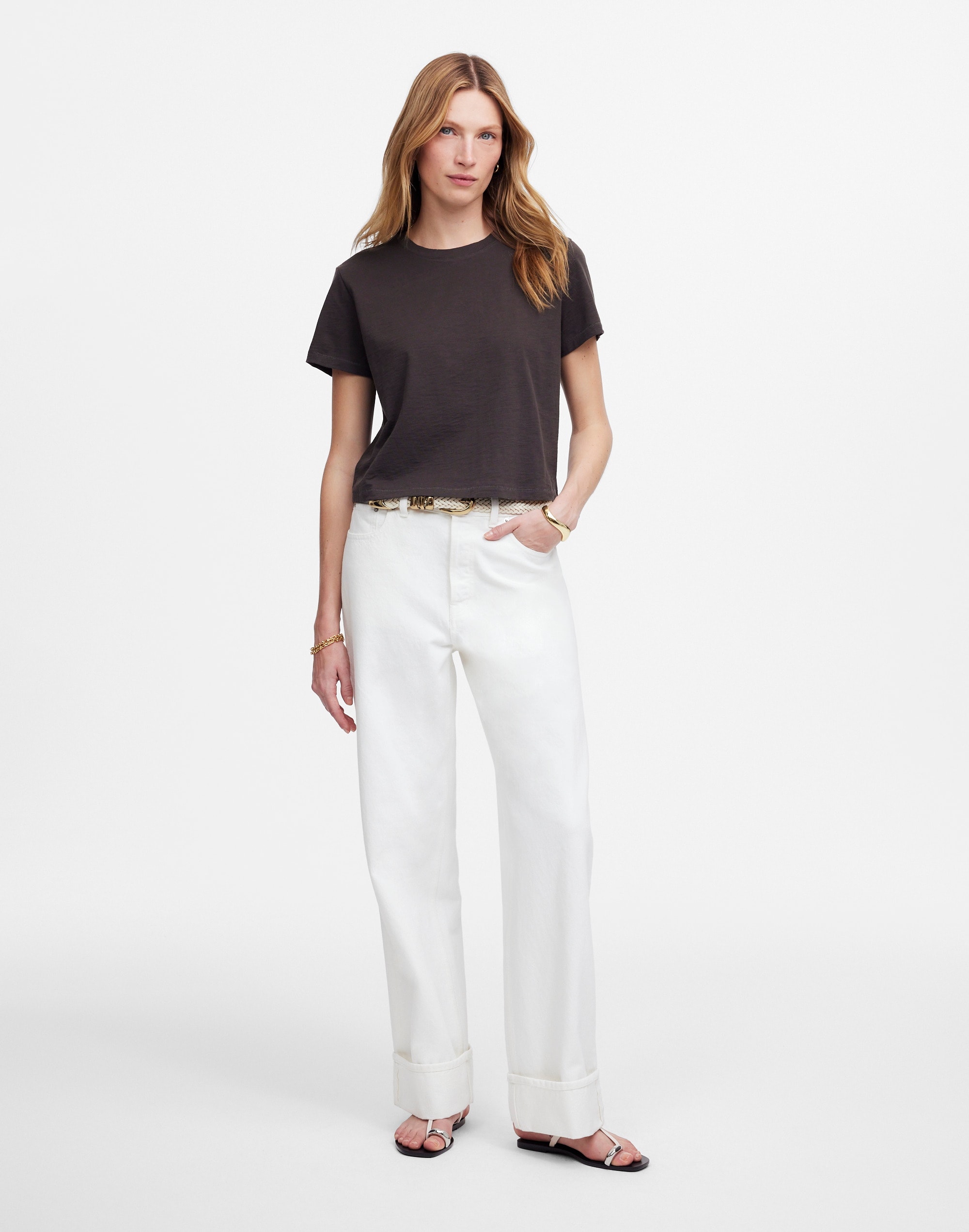 The Boxy-Crop Tee in Soft Slub