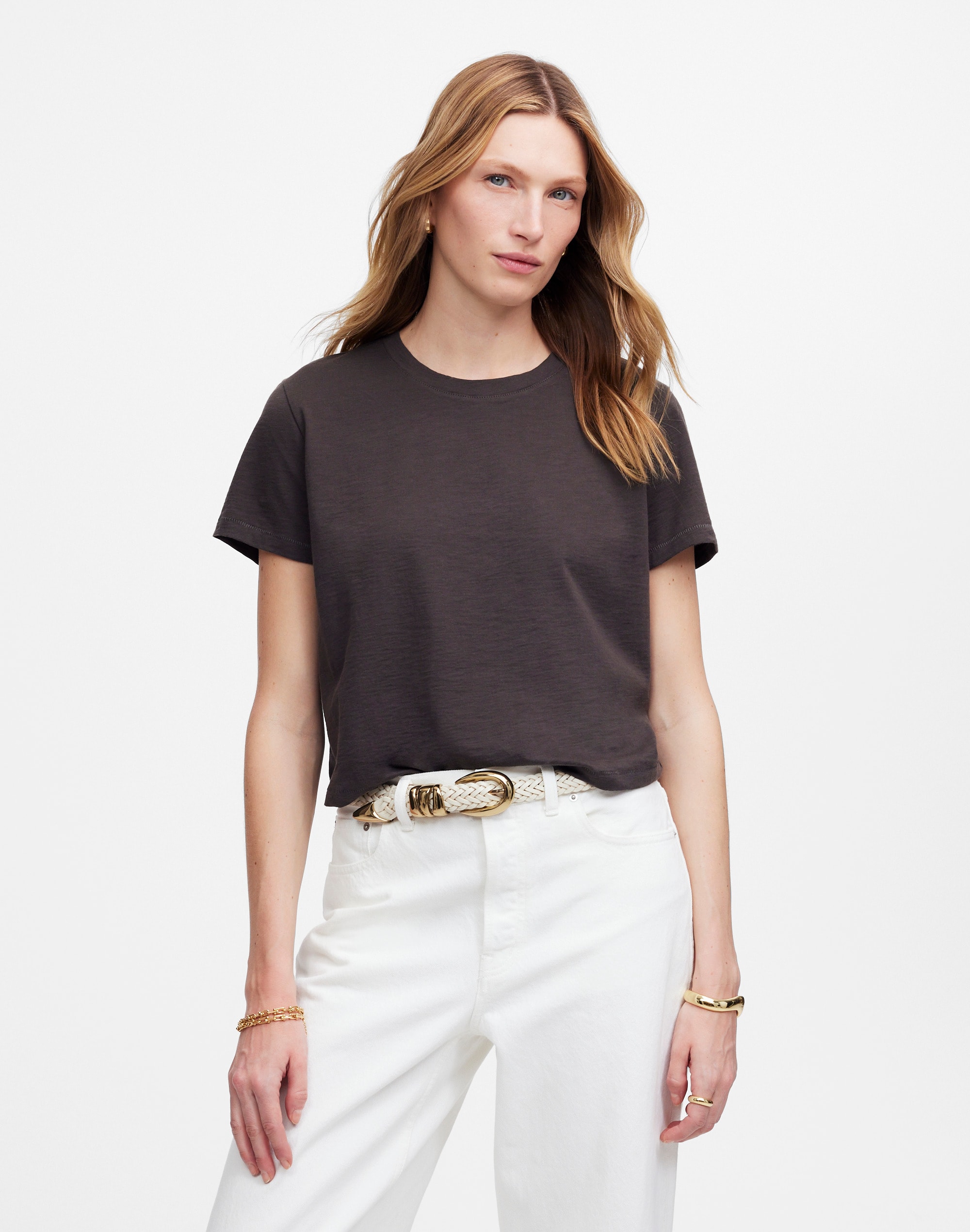 The Boxy-Crop Tee in Soft Slub