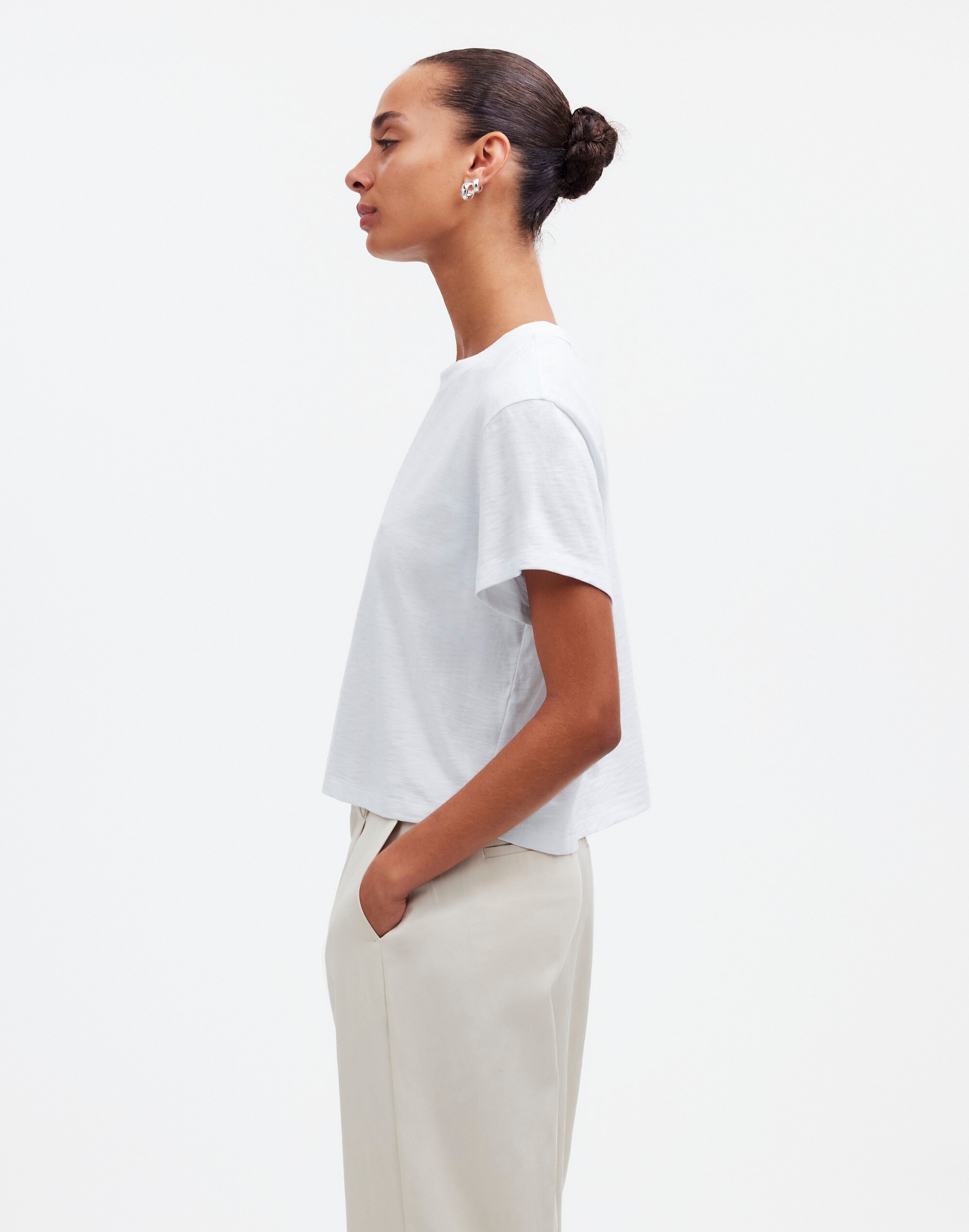 The Easy Crop Crewneck Tee in Soft Slub