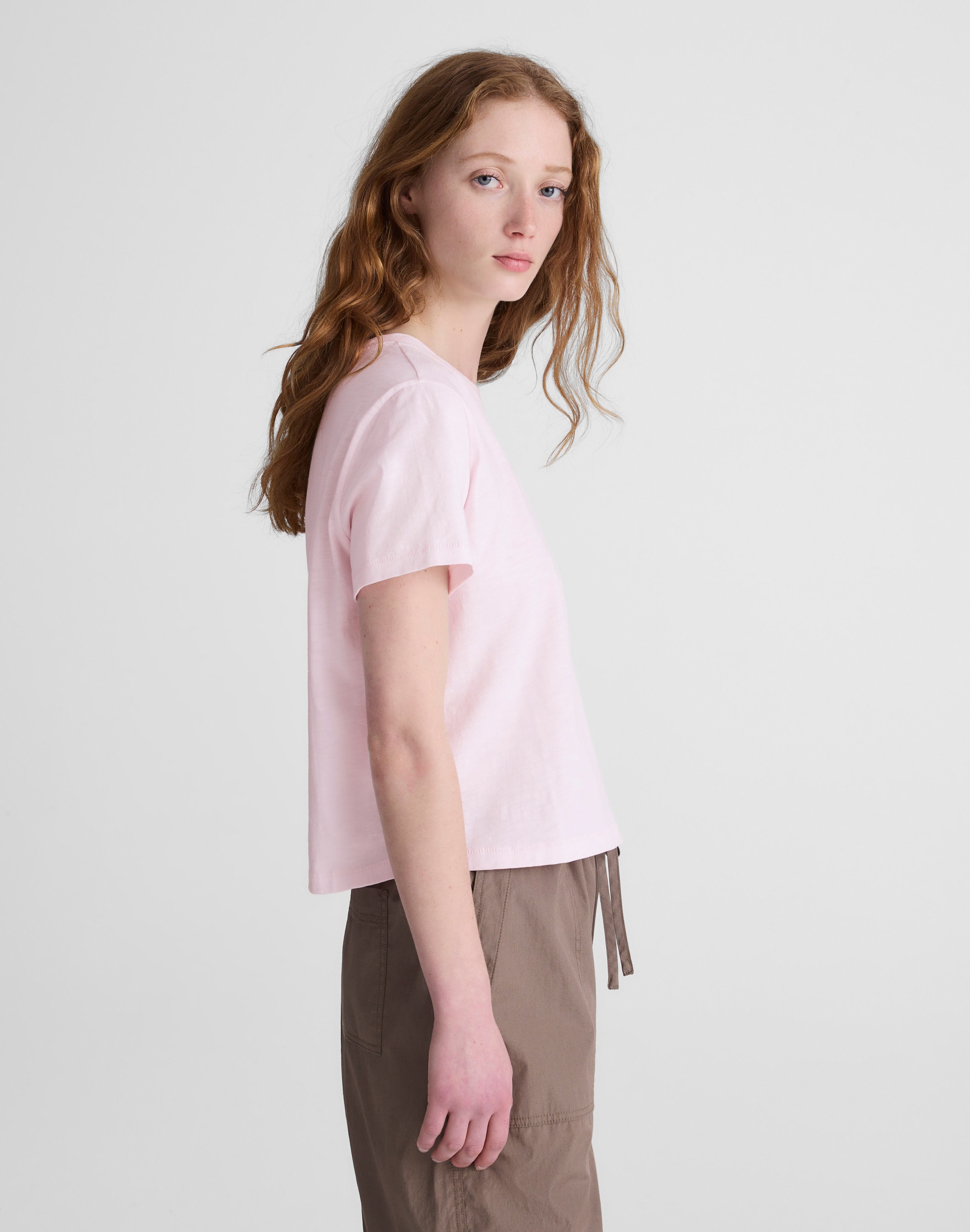 The Easy Crop Crewneck Tee in Soft Slub