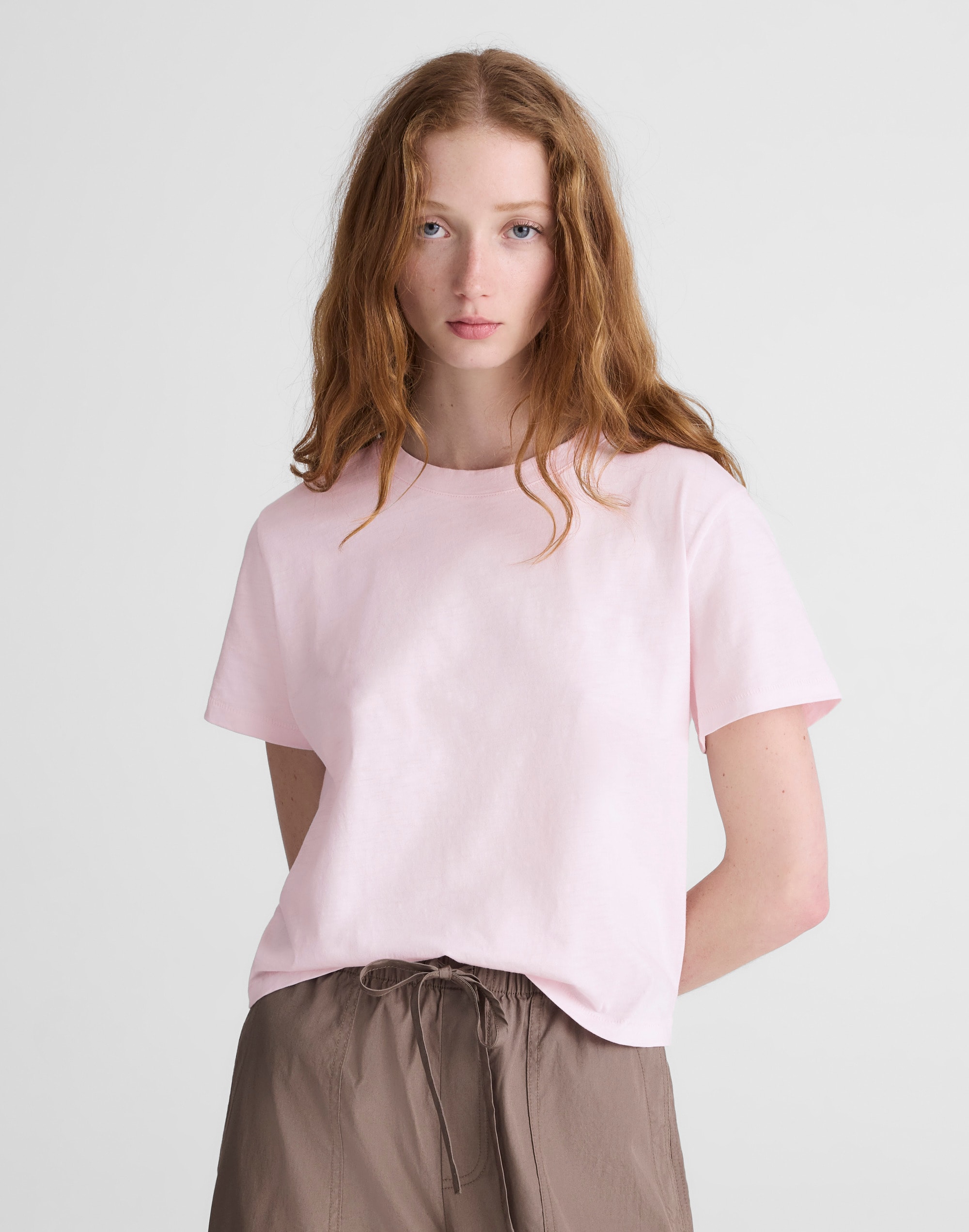 The Easy Crop Crewneck Tee in Soft Slub