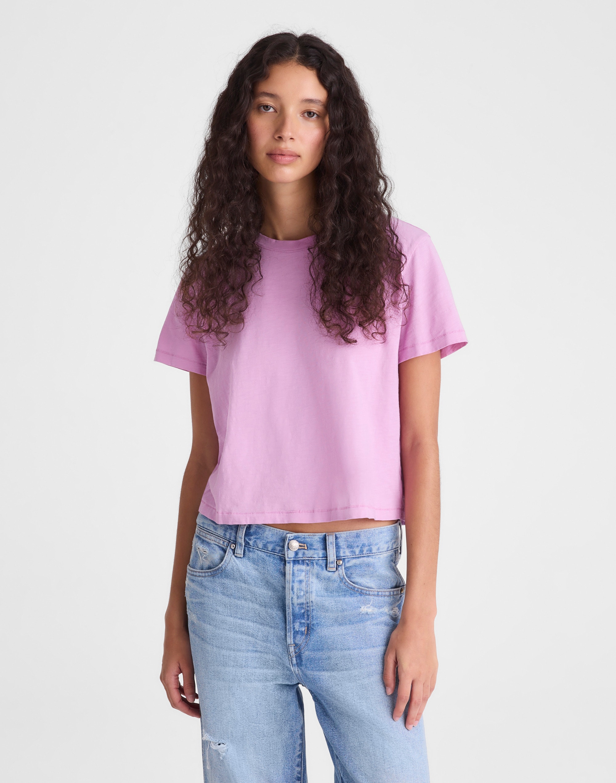 The Easy Crop Crewneck Tee in Soft Slub