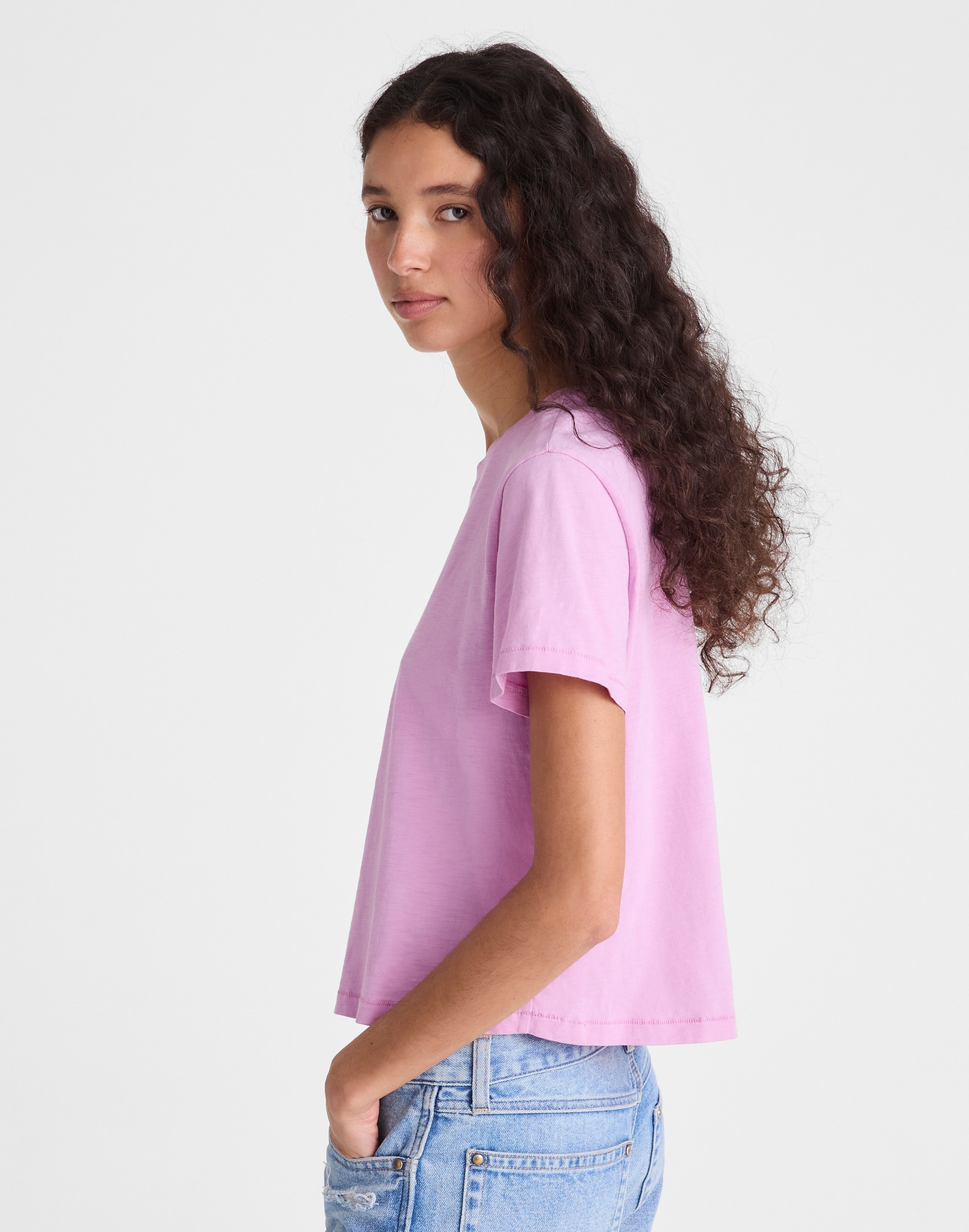 The Easy Crop Crewneck Tee in Soft Slub