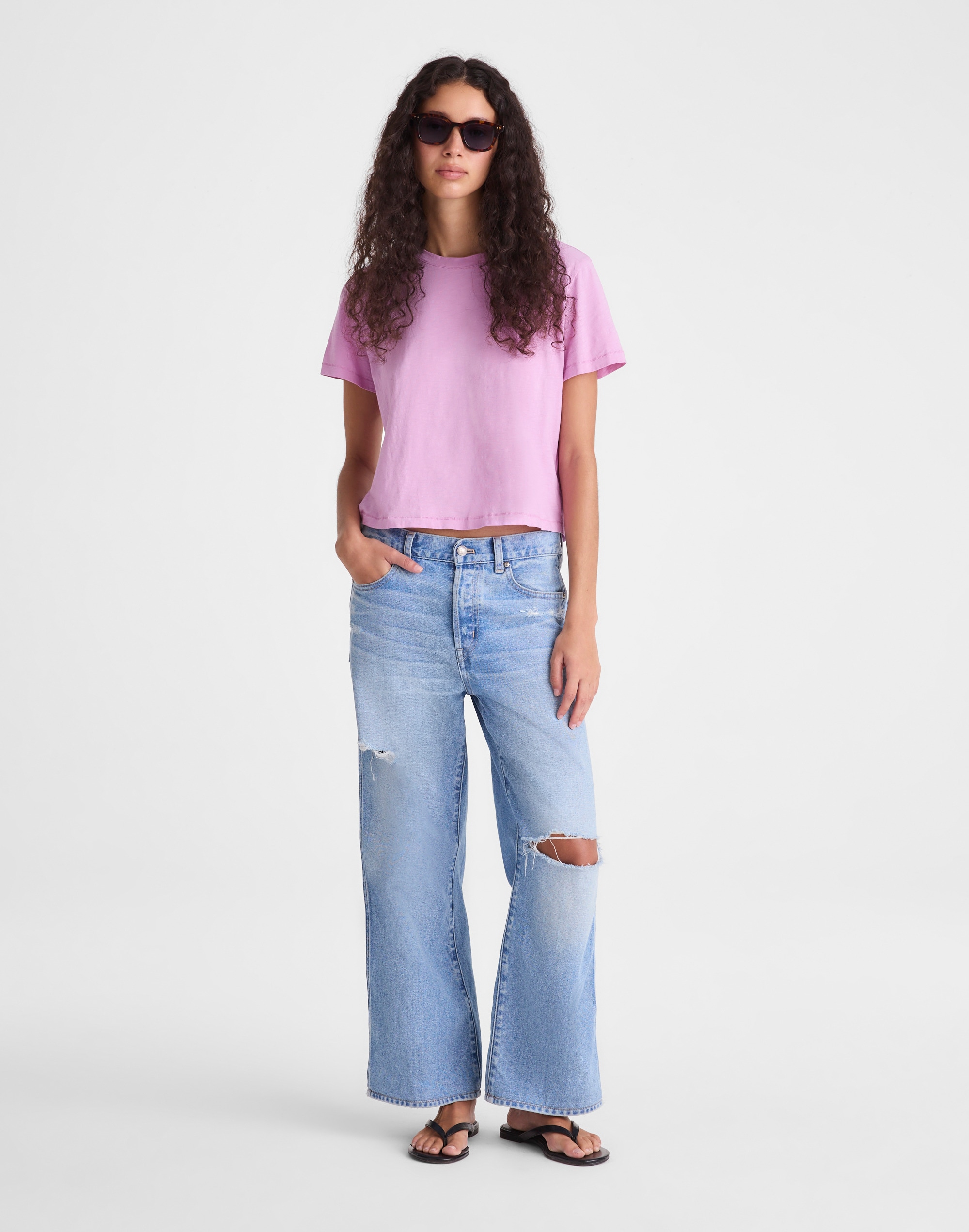 The Easy Crop Crewneck Tee in Soft Slub