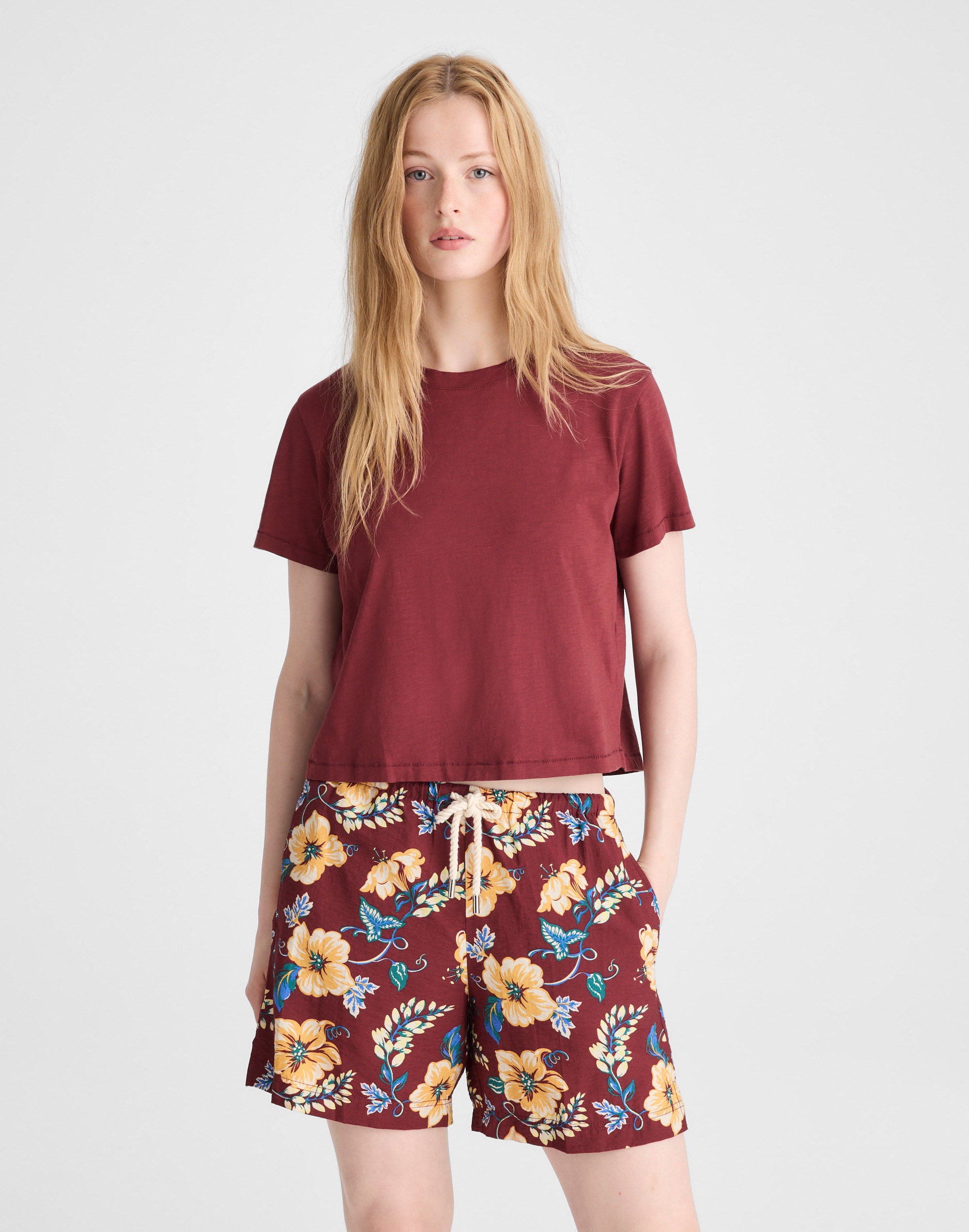 the easy crop crewneck tee in soft slub