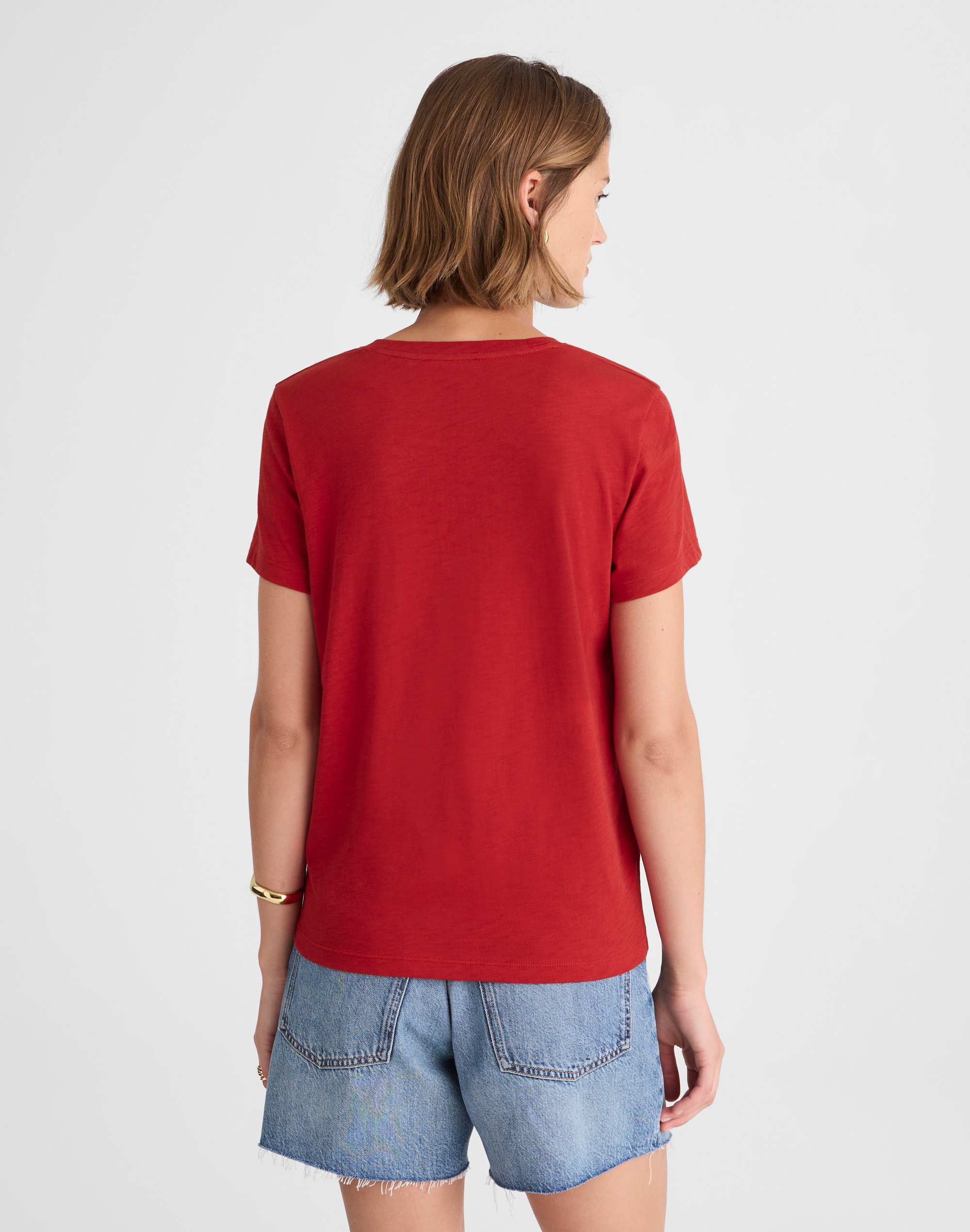 The Easy Crop V-Neck Tee in Soft Slub