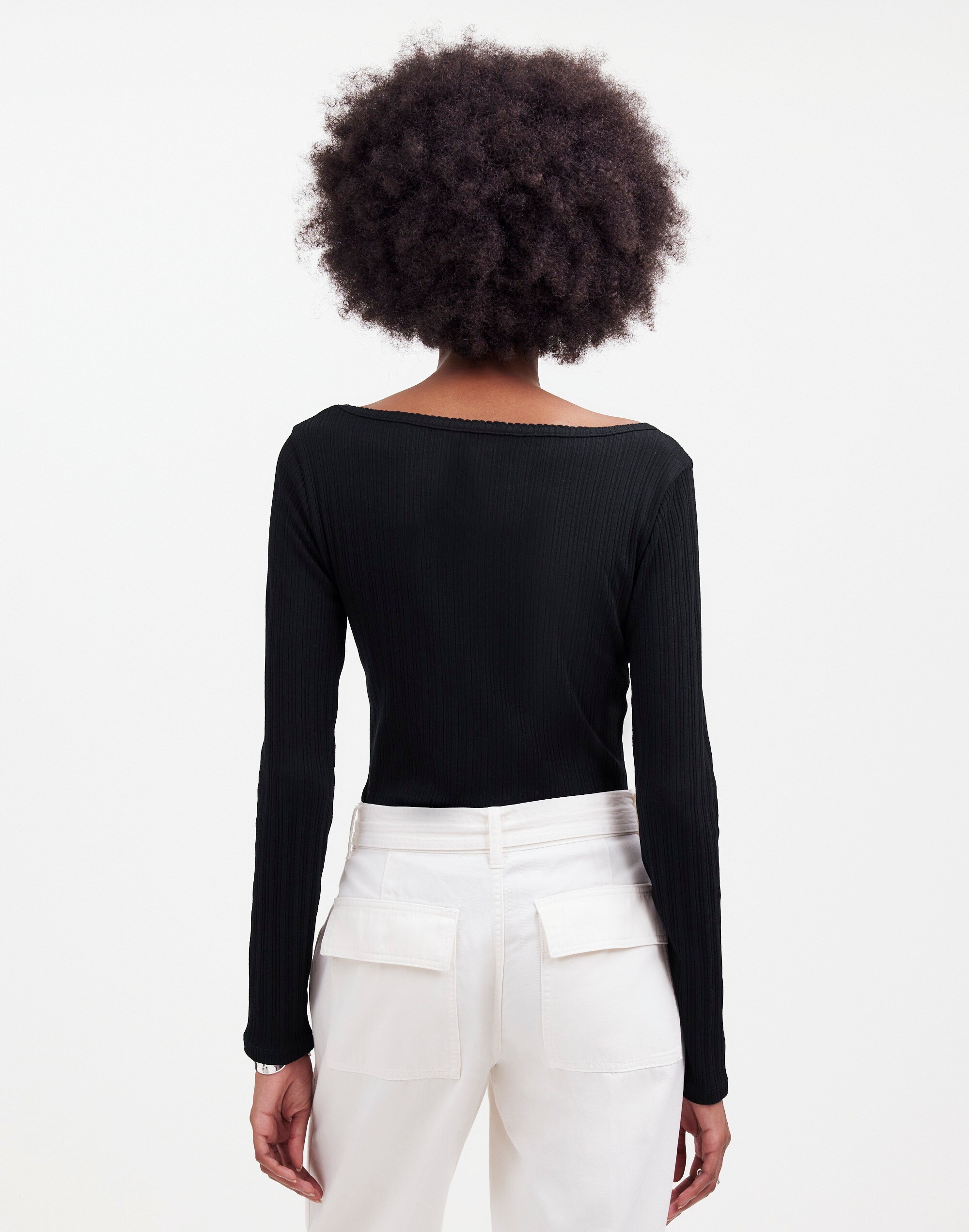 Pointelle Long-Sleeve Scoopneck Tee