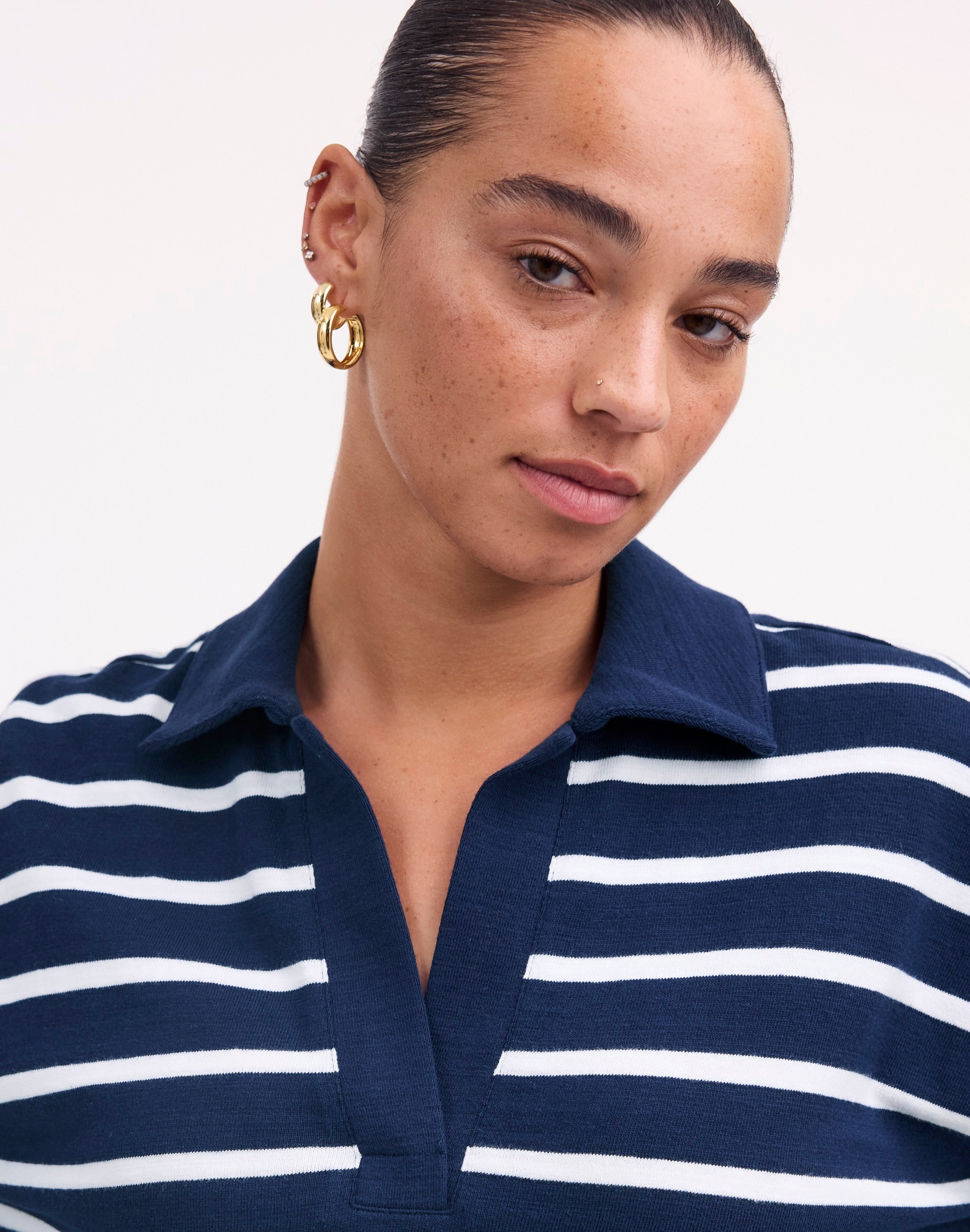 Rugby Polo Tee in Thin Stripe