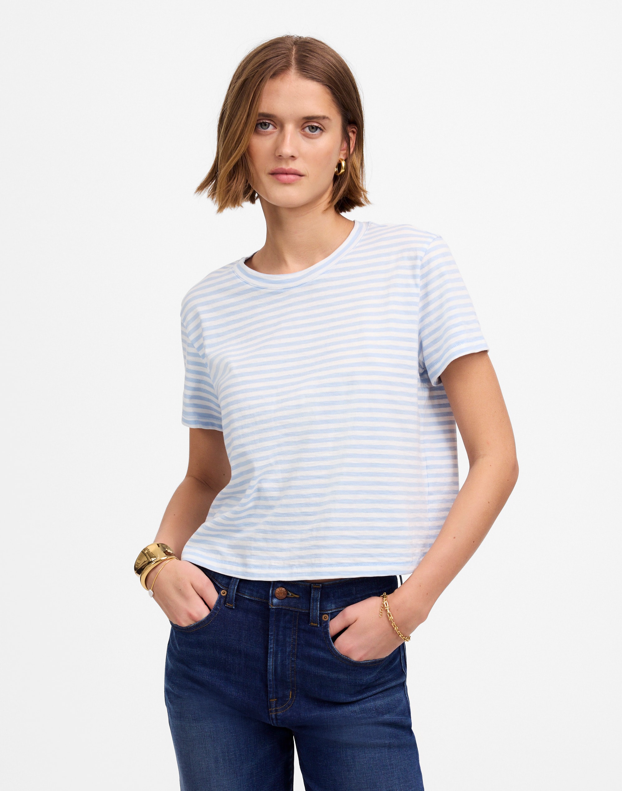 The Boxy-Crop Tee in Soft Slub