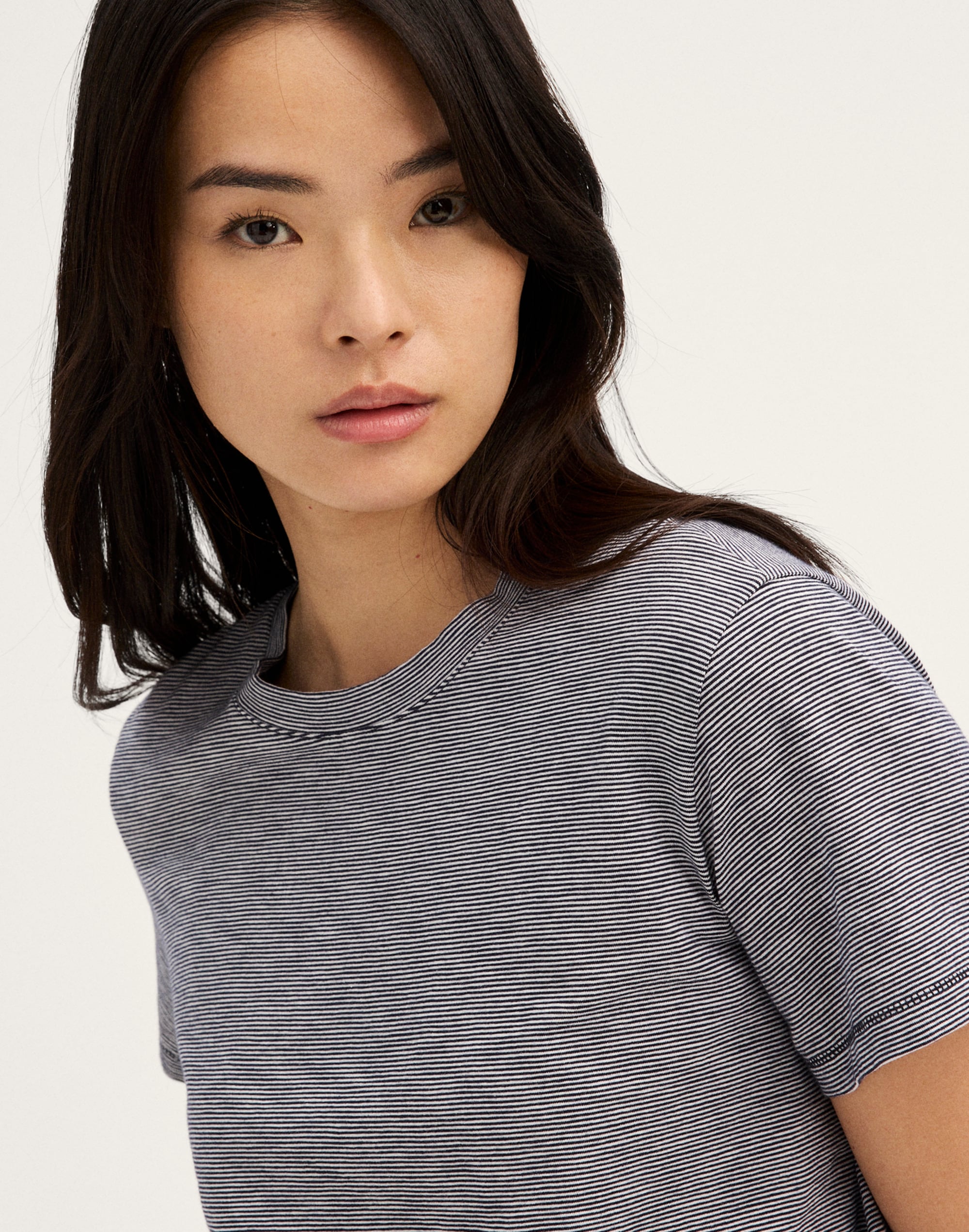 The Easy Crop Crewneck Tee in Soft Slub