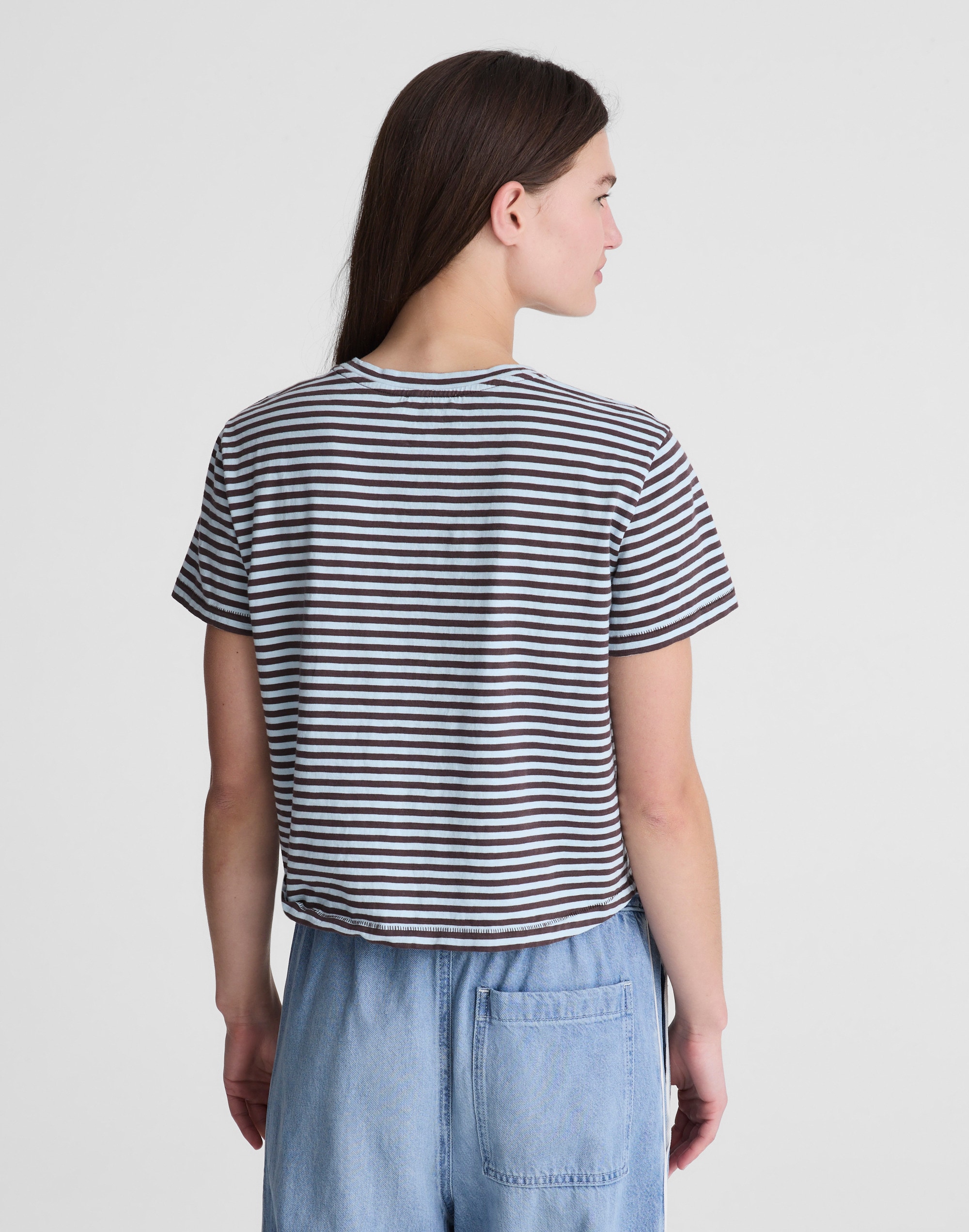The Easy Crop Crewneck Tee in Soft Slub
