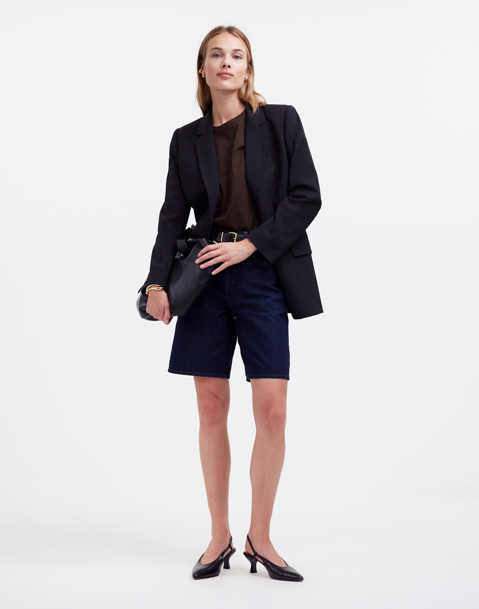 The Perfect Crewneck Tee in Allday Jersey in dark carob image 2