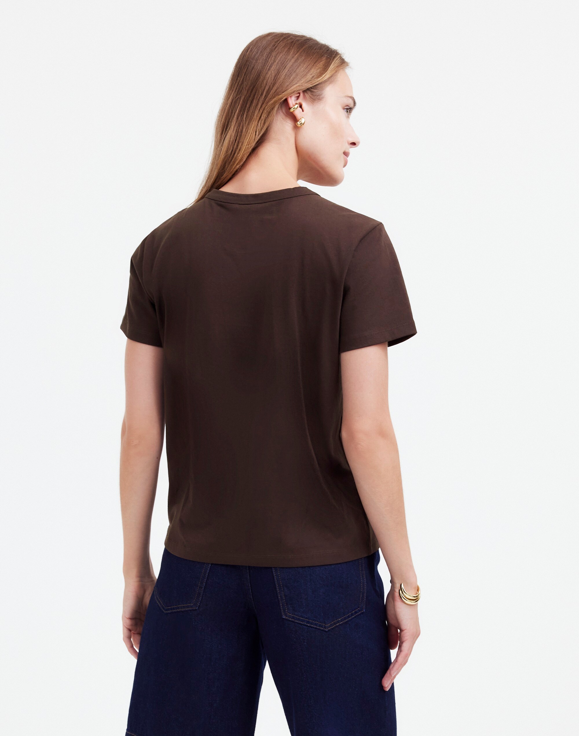 The Perfect Crewneck Tee in Allday Jersey in dark carob image 4