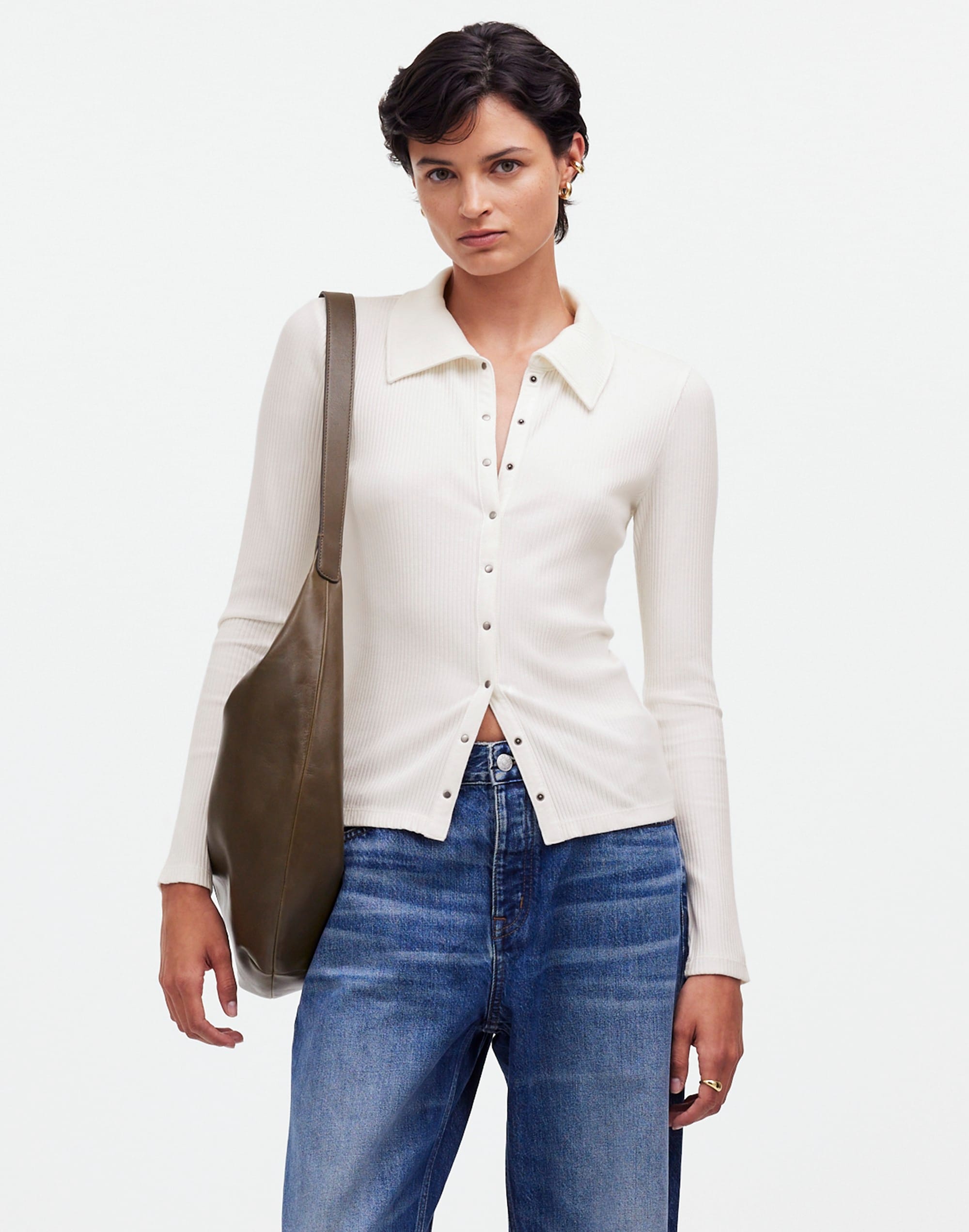 Snap-Front Cardigan Top