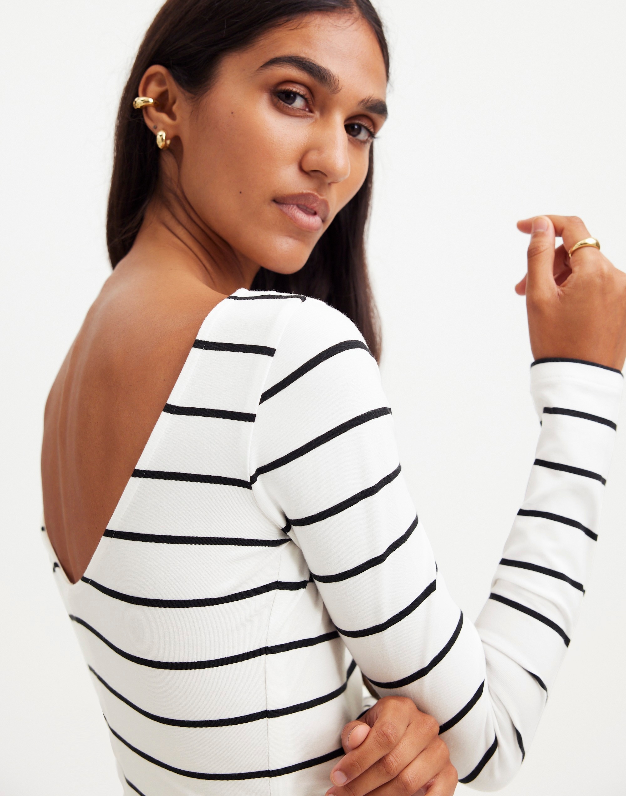 Long-Sleeve Scoopback Tee