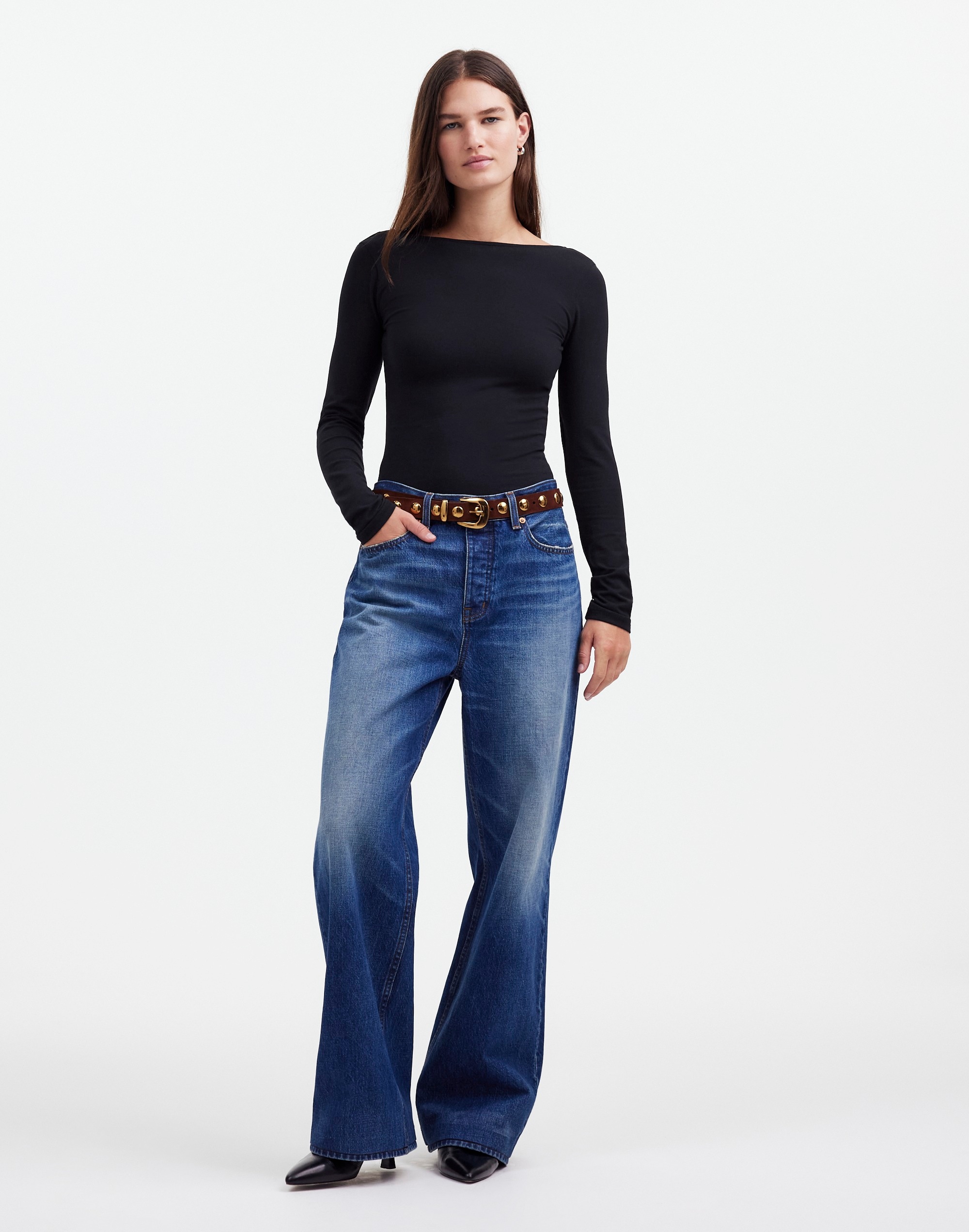 Long-Sleeve Scoopback Tee