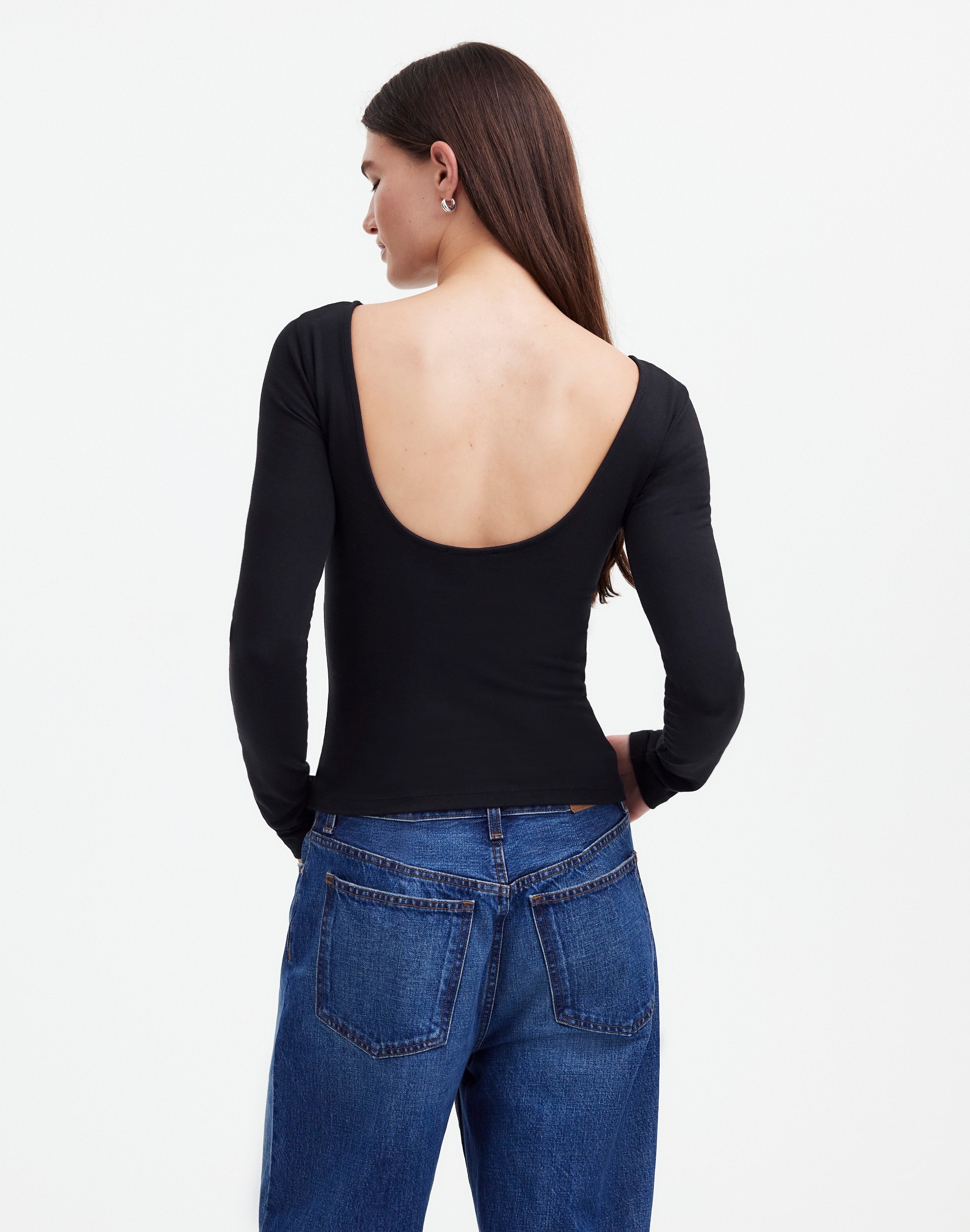 Long-Sleeve Scoopback Tee