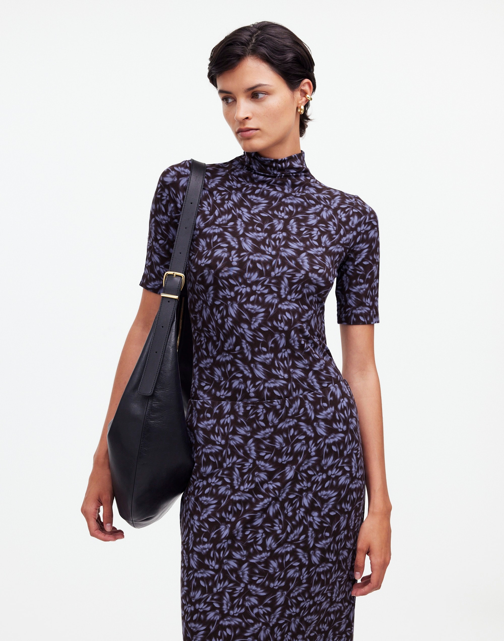 drapey pull-on midi skirt in floral