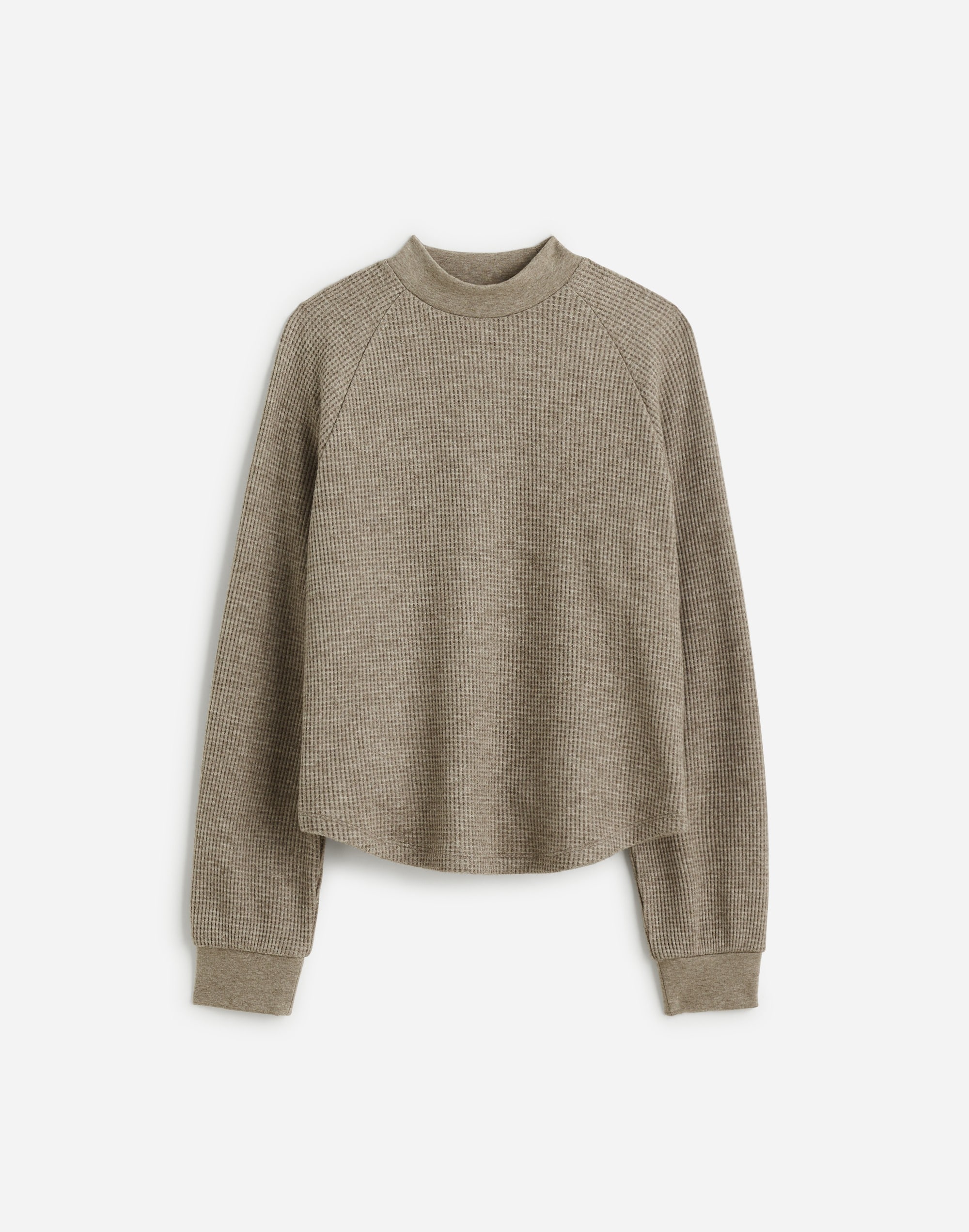 Waffle-Knit Long-Sleeve Crewneck Tee