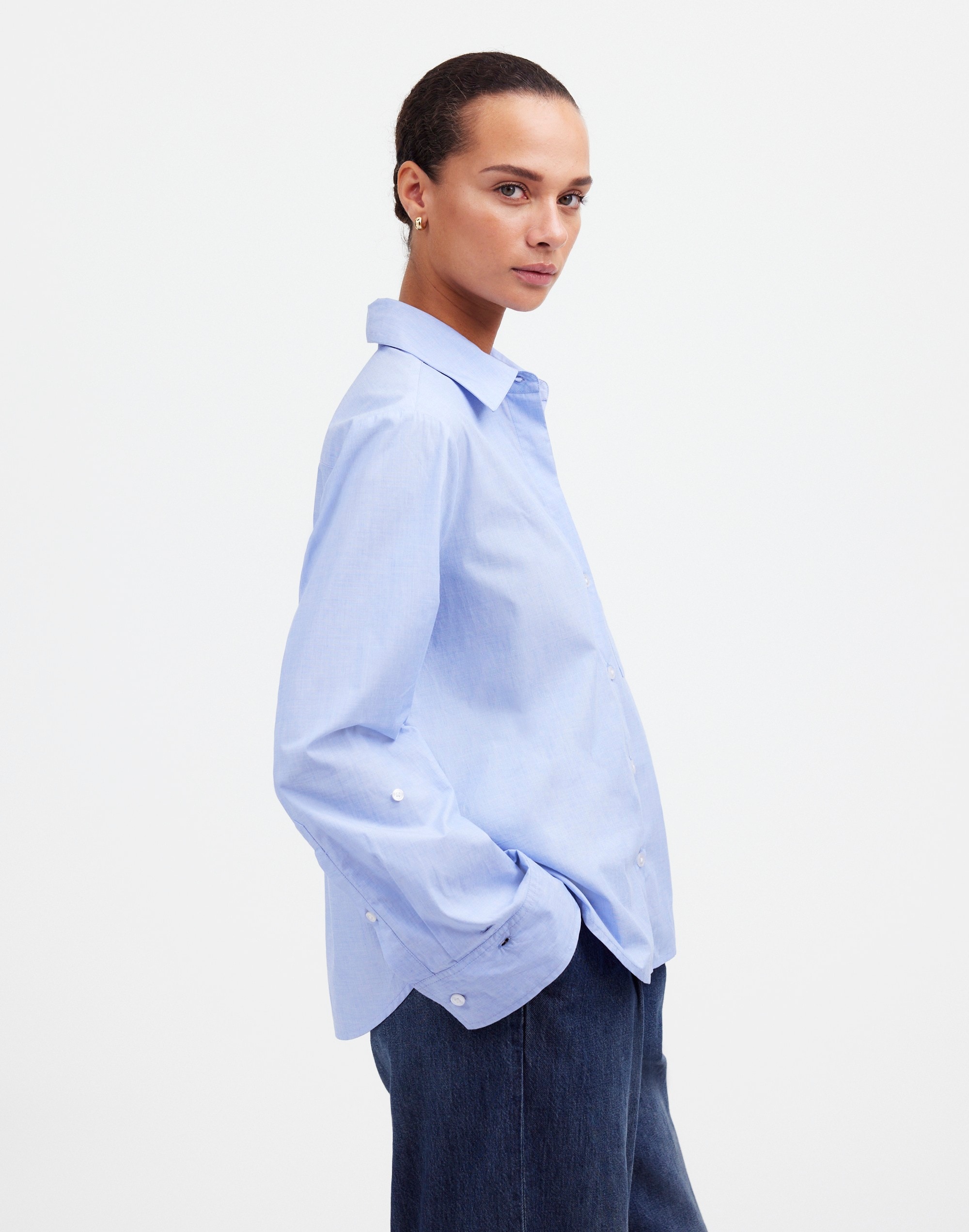 Easy Y-Neck Button-Up Shirt