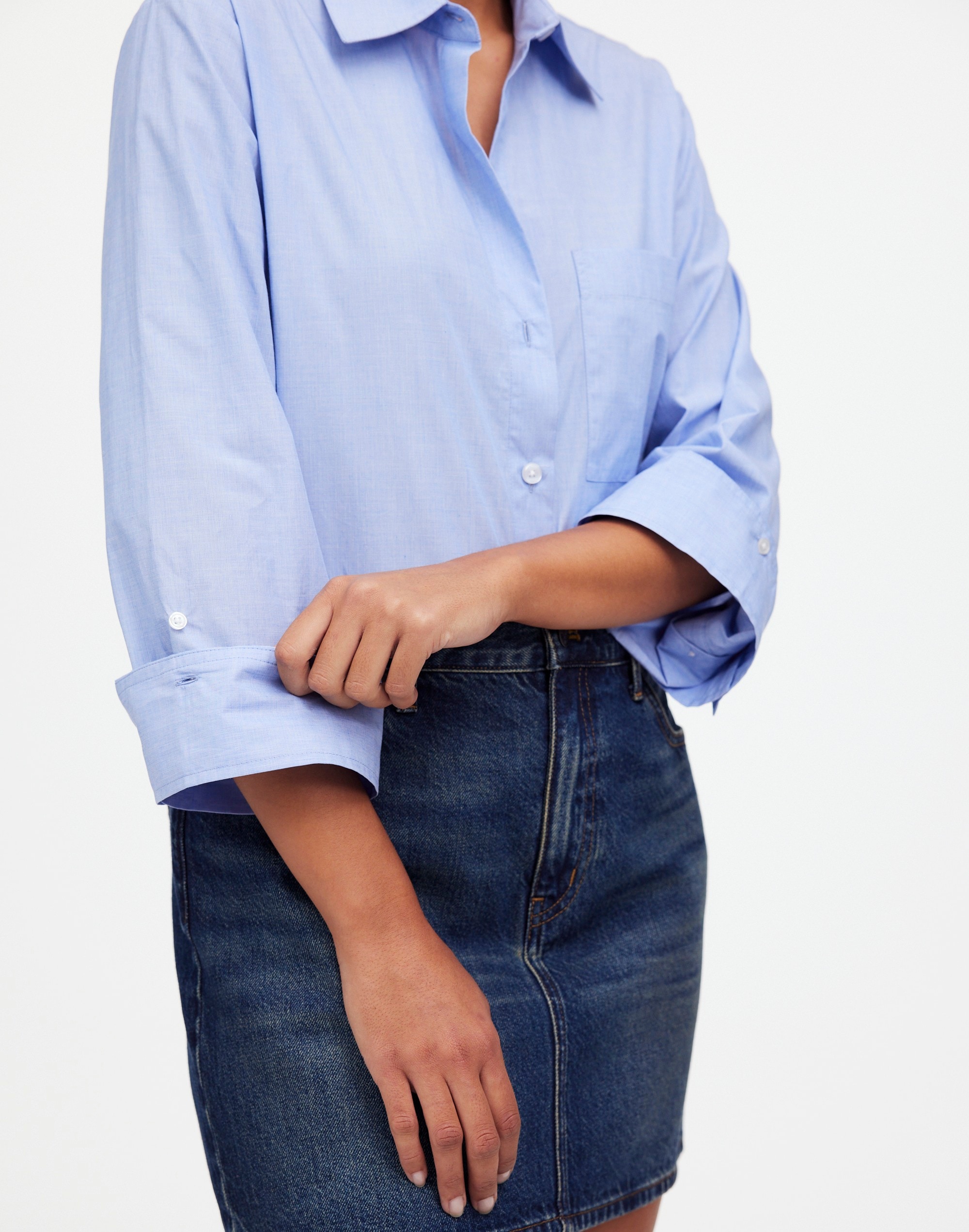 Easy Y-Neck Button-Up Shirt