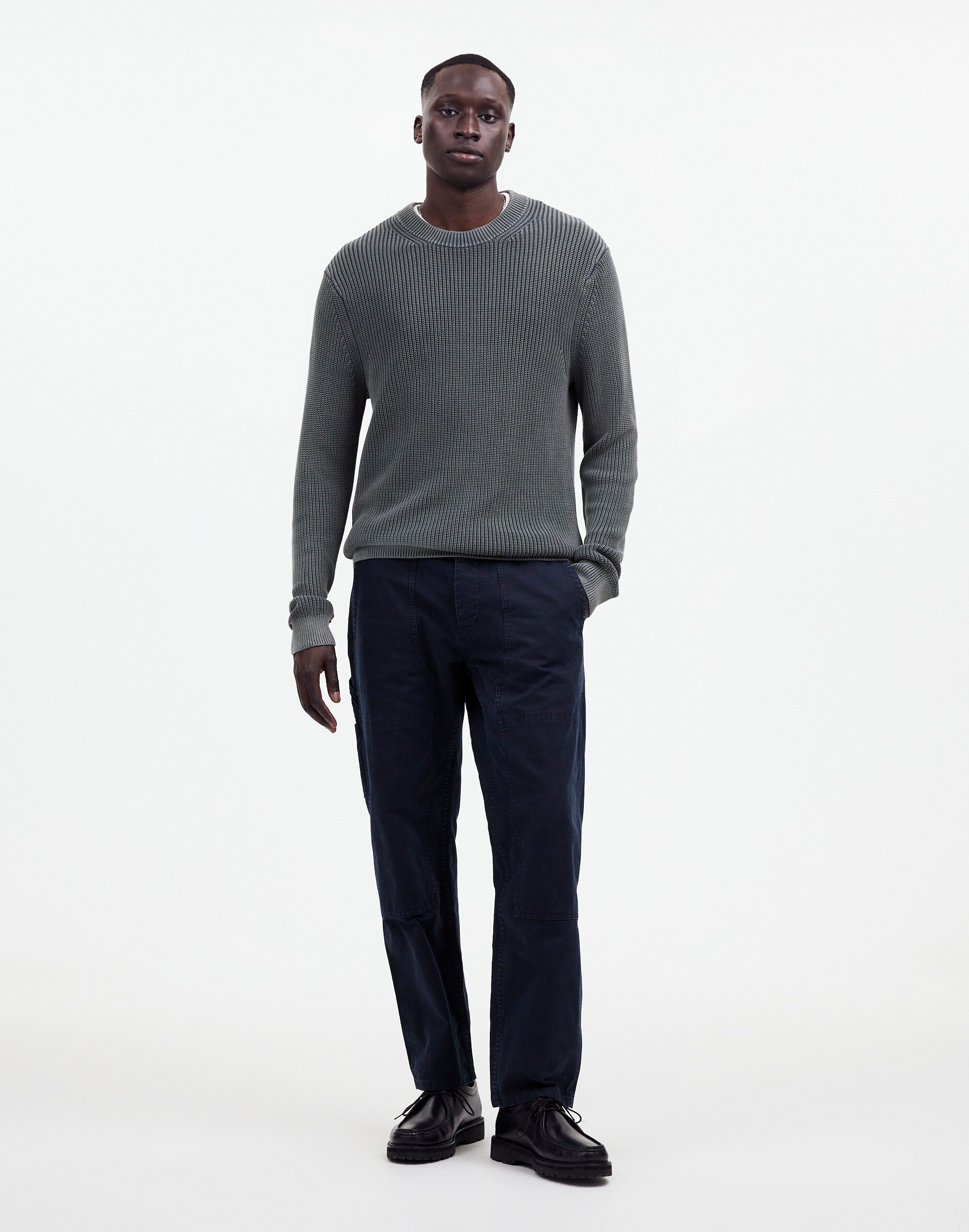 Cotton Shaker Stitch Crewneck Sweater