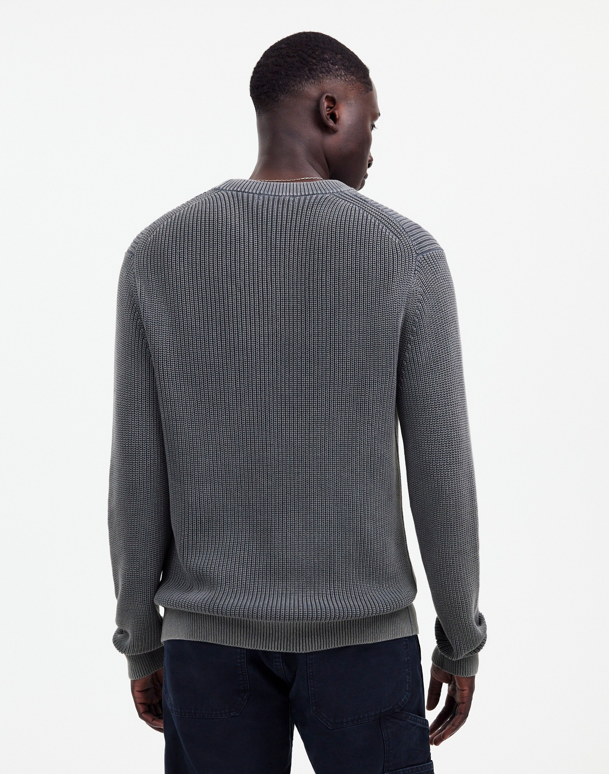 Cotton Shaker Stitch Crewneck Sweater