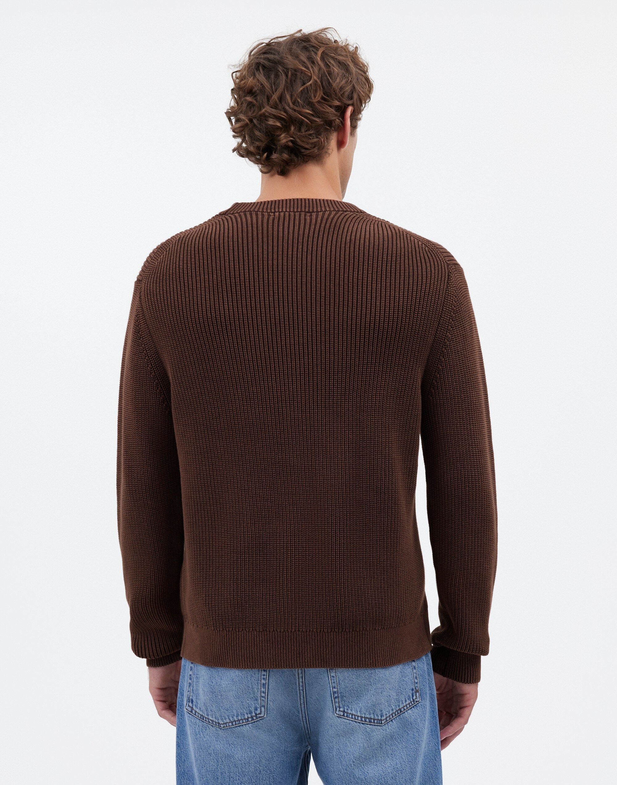 Cotton Shaker Stitch Crewneck Sweater