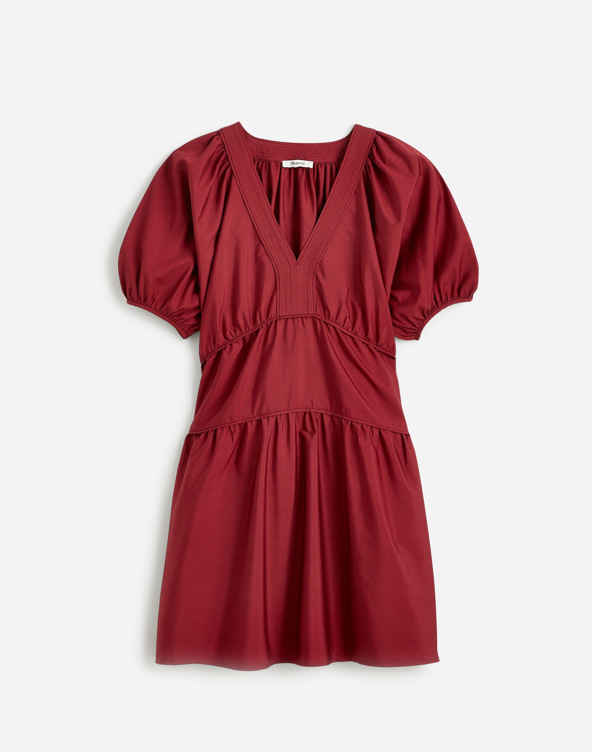 Plus Puff-Sleeve Mini Dress in Poplin