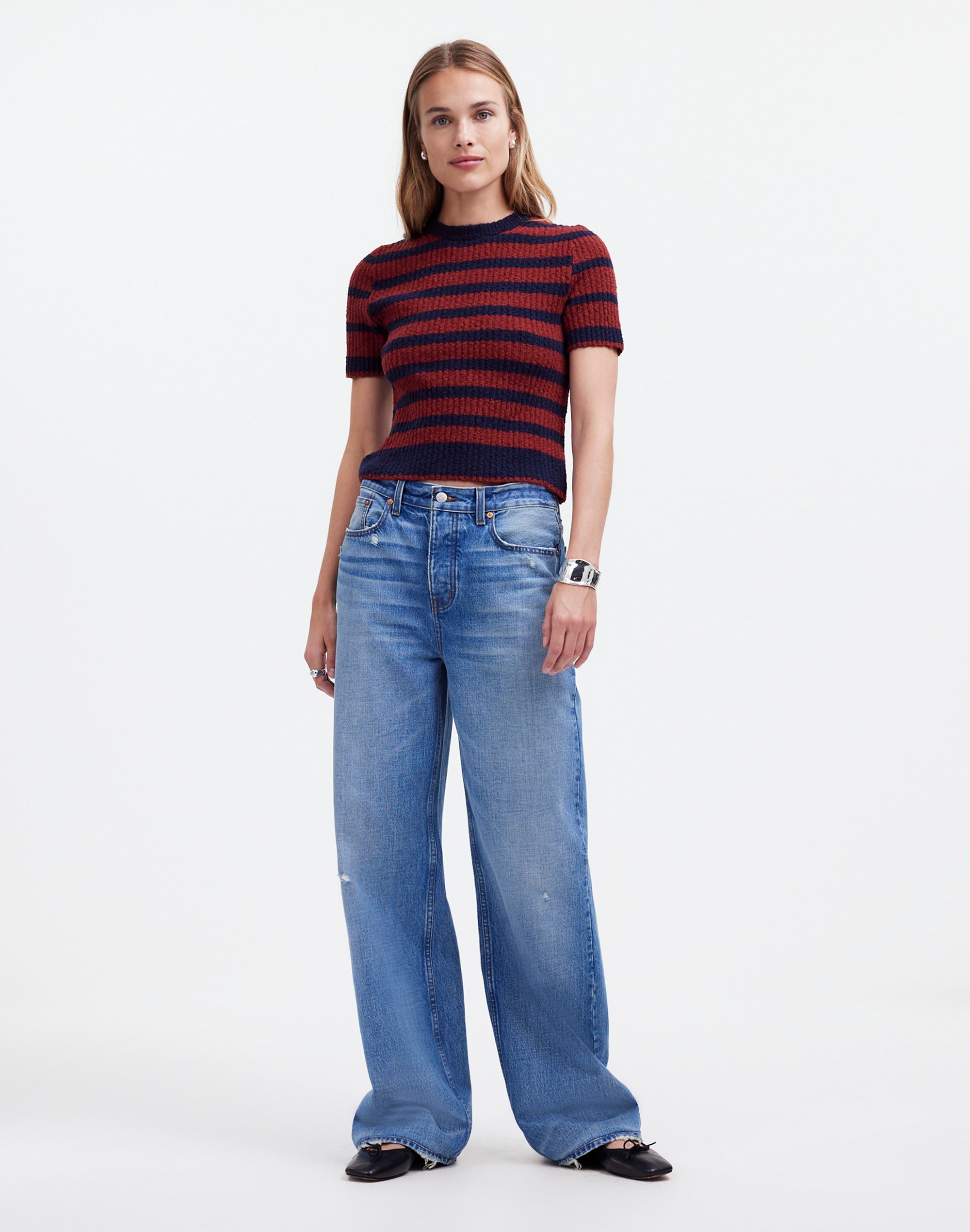 Boucl&eacute;-Knit Crewneck Sweater Tee