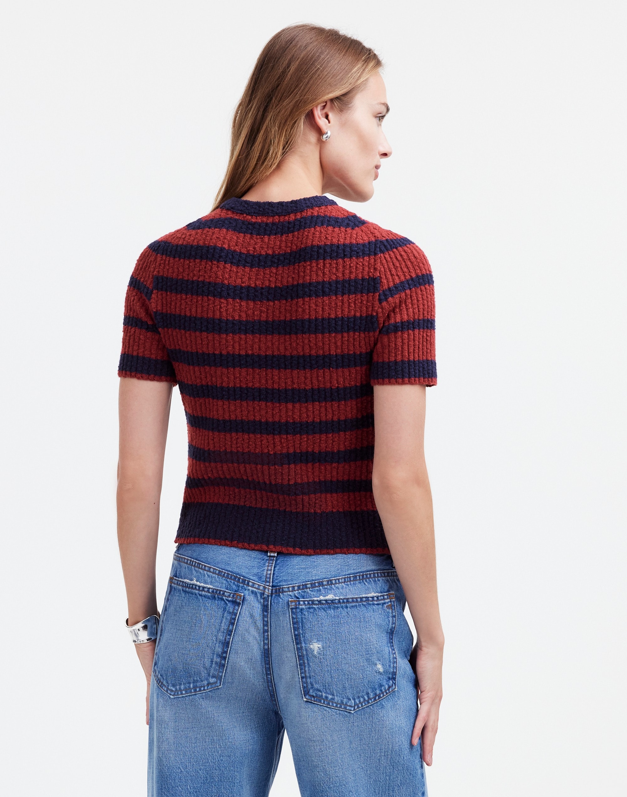 Boucl&eacute;-Knit Crewneck Sweater Tee