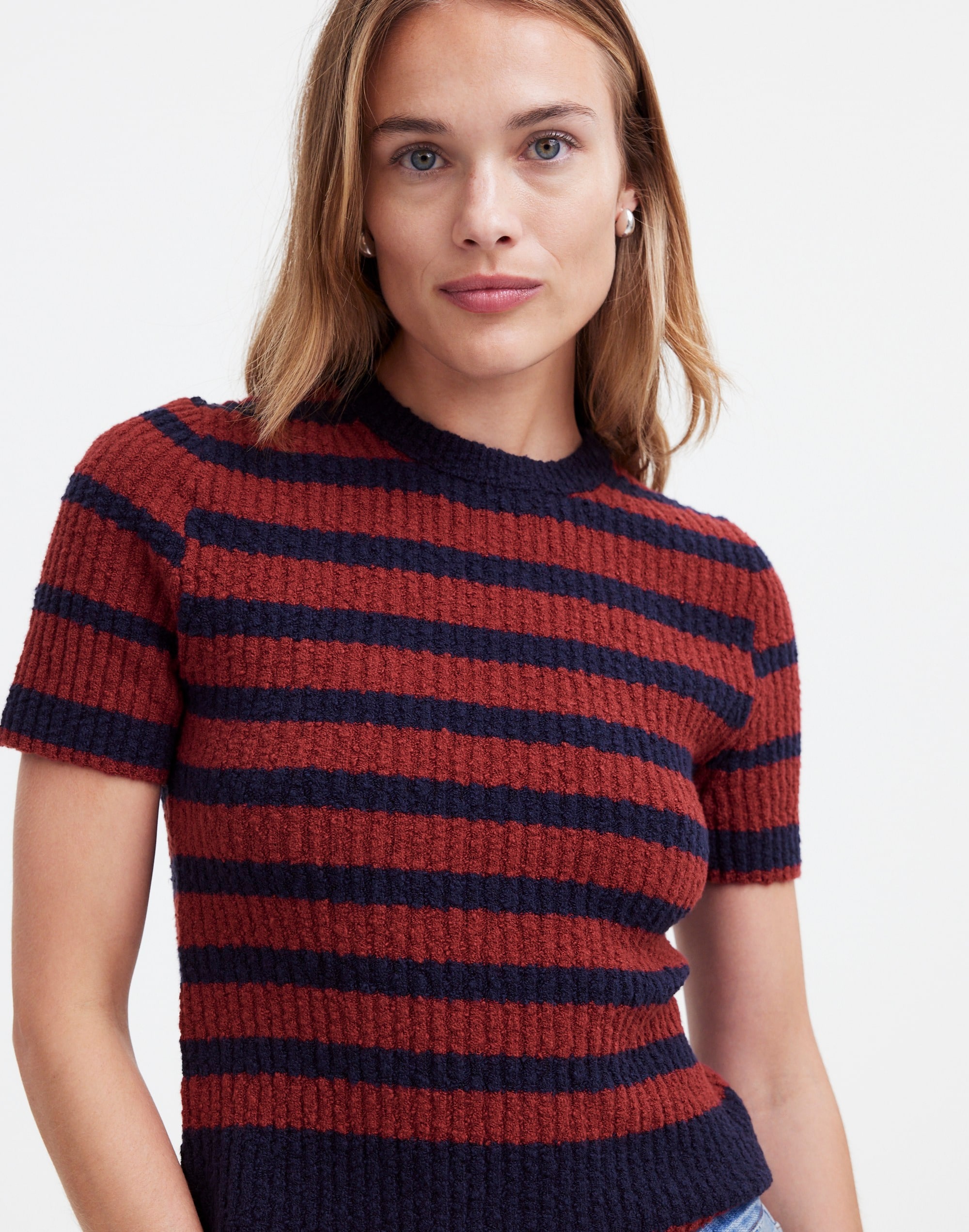 Boucl&eacute;-Knit Crewneck Sweater Tee