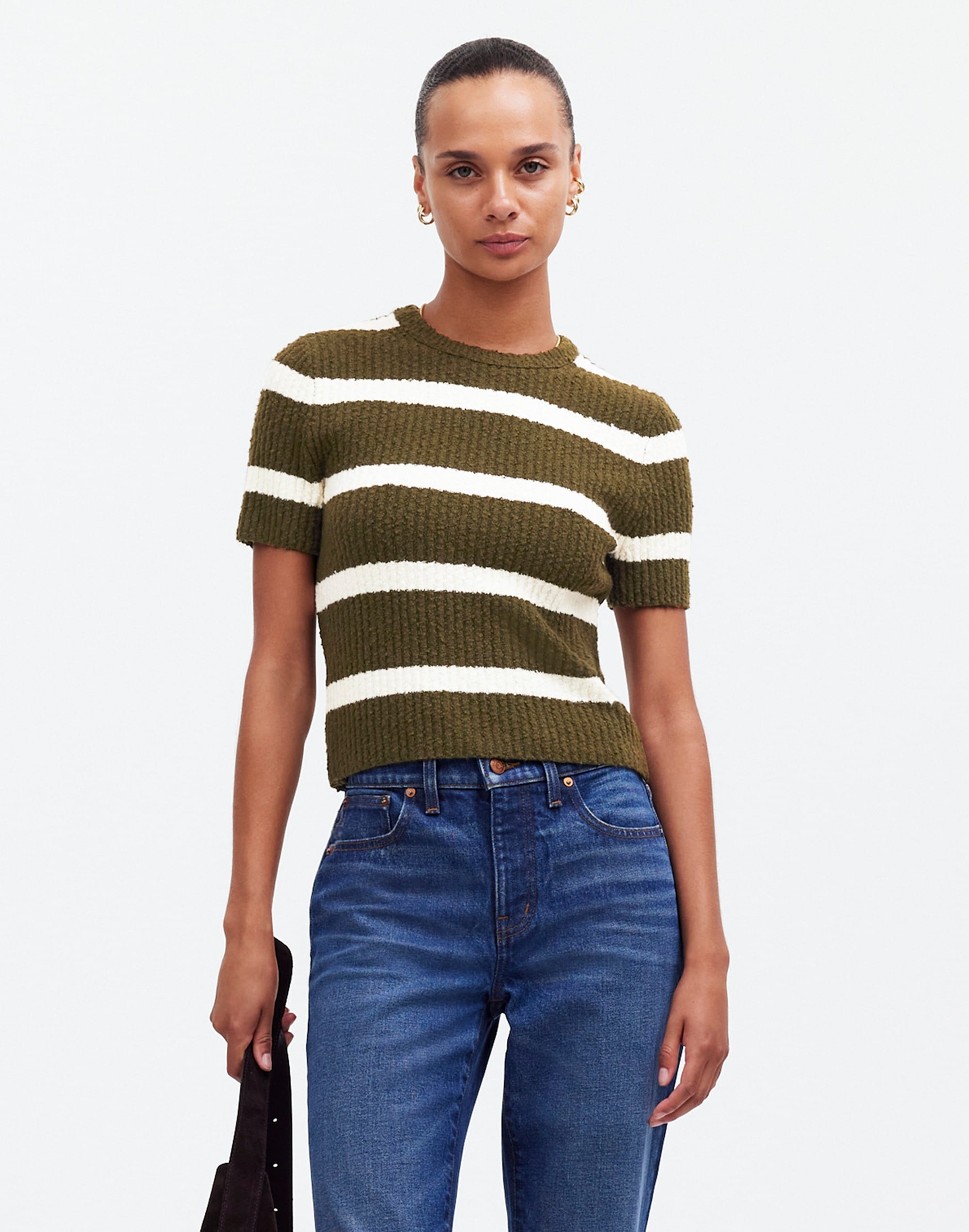 Boucl&eacute;-Knit Crewneck Sweater Tee