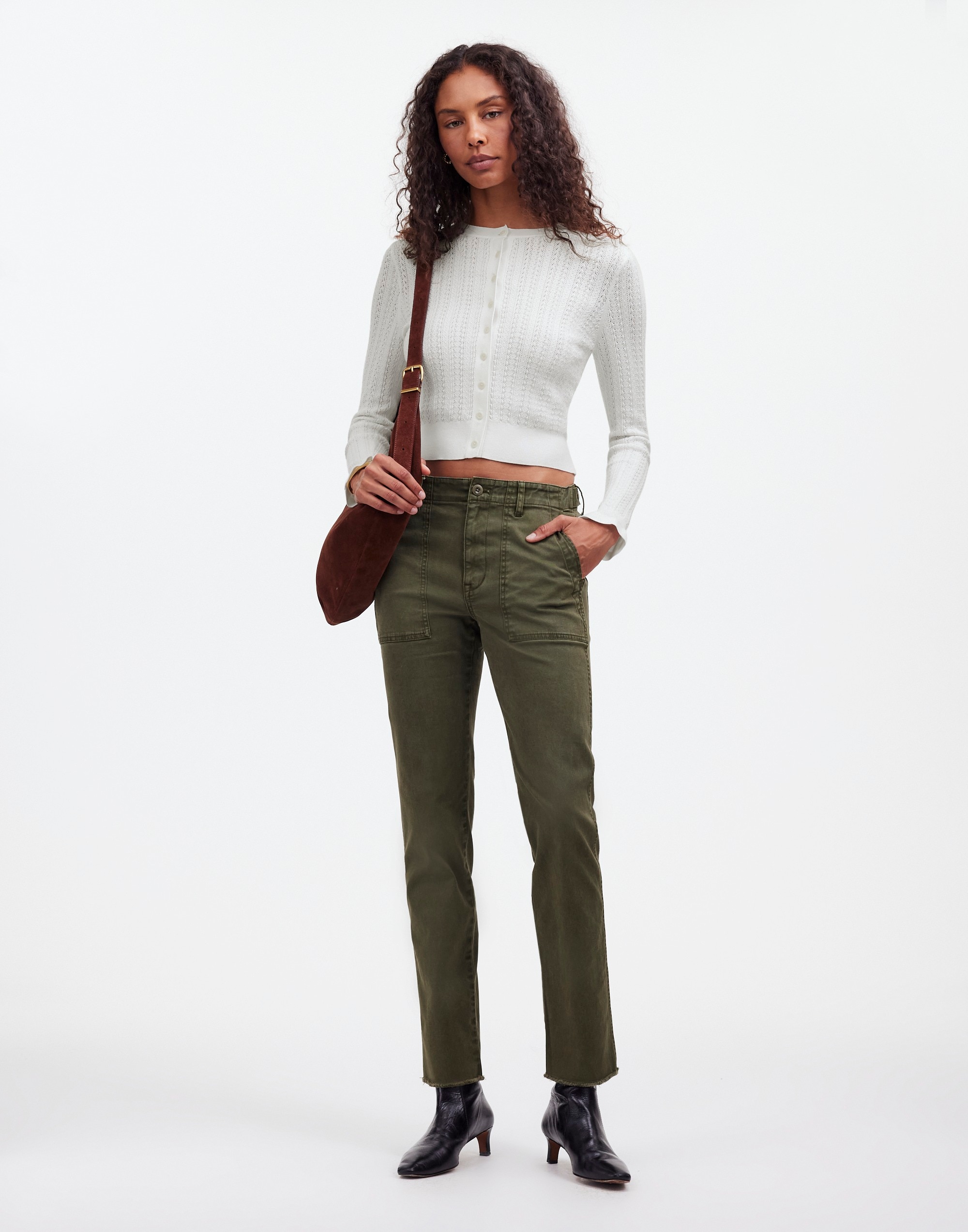 The Signature Open-Knit Cardigan in frost image 2