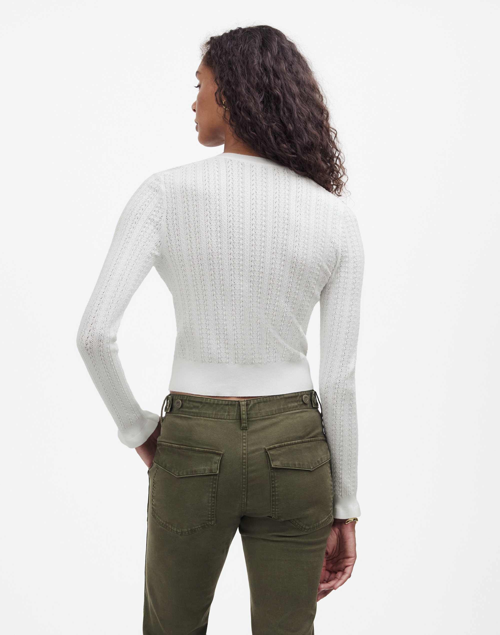 The Signature Open-Knit Cardigan in frost image 4