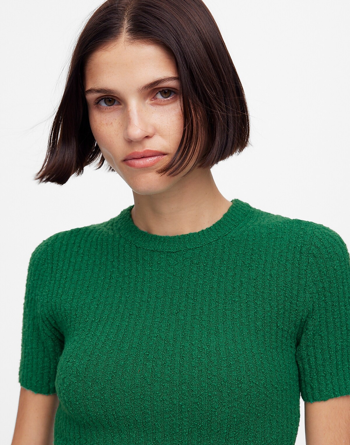 Bouclé-Knit Crewneck Sweater Tee