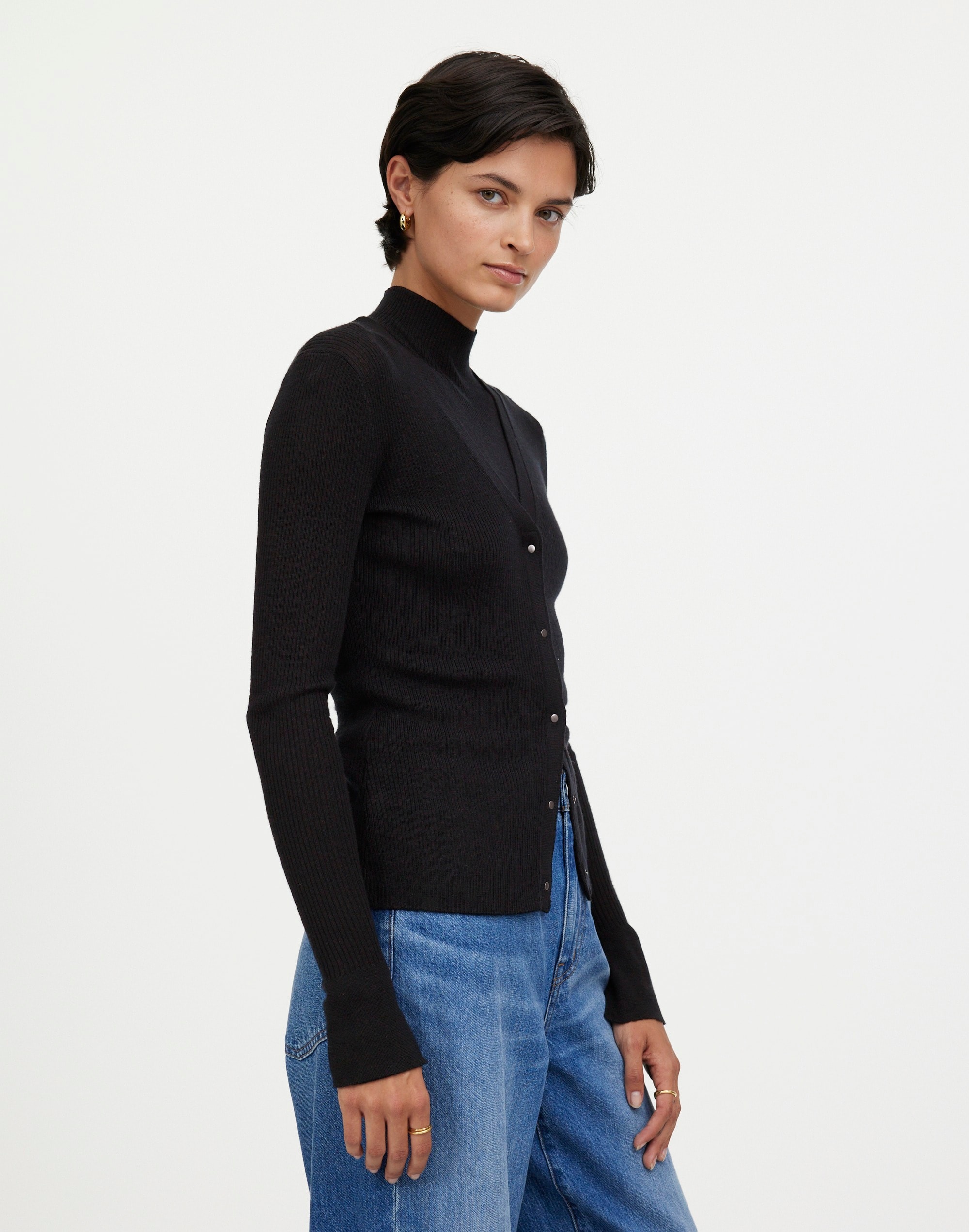 Merino Wool-Silk Blend Cardigan Sweater