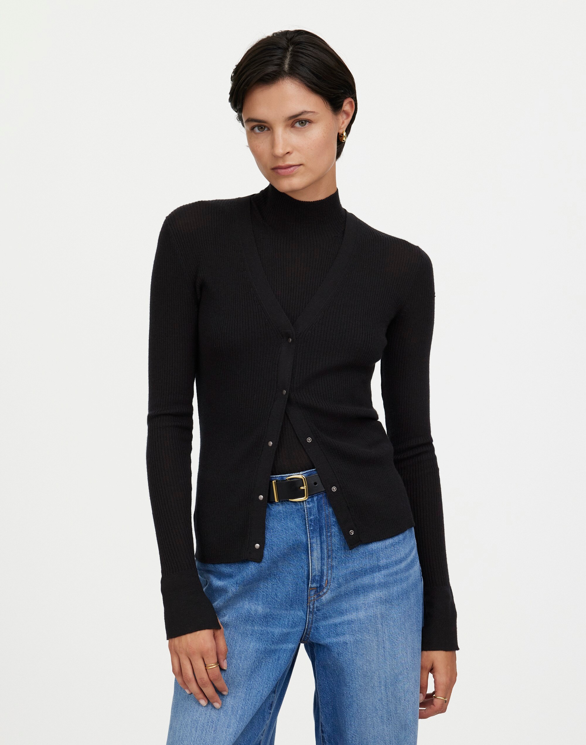 Merino Wool-Silk Blend Cardigan Sweater