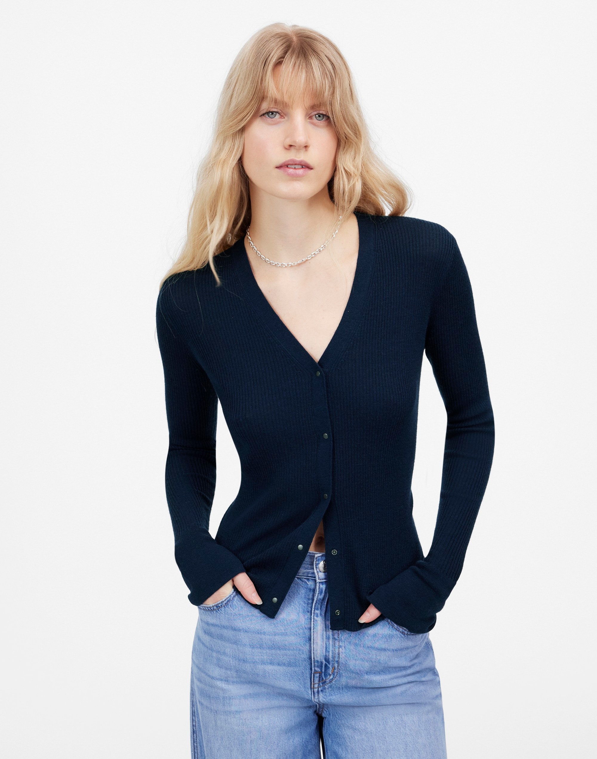 Merino Wool-Silk Blend Cardigan Sweater