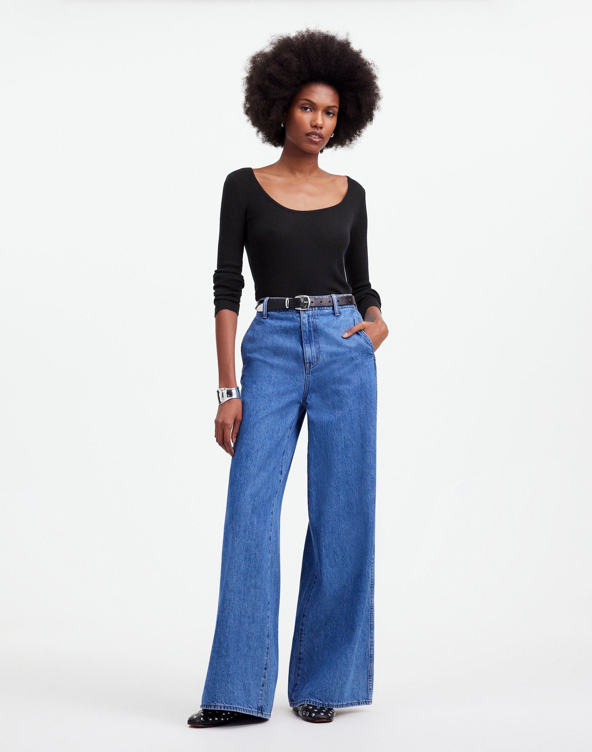 Merino Wool-Silk Blend Scoopneck Sweater