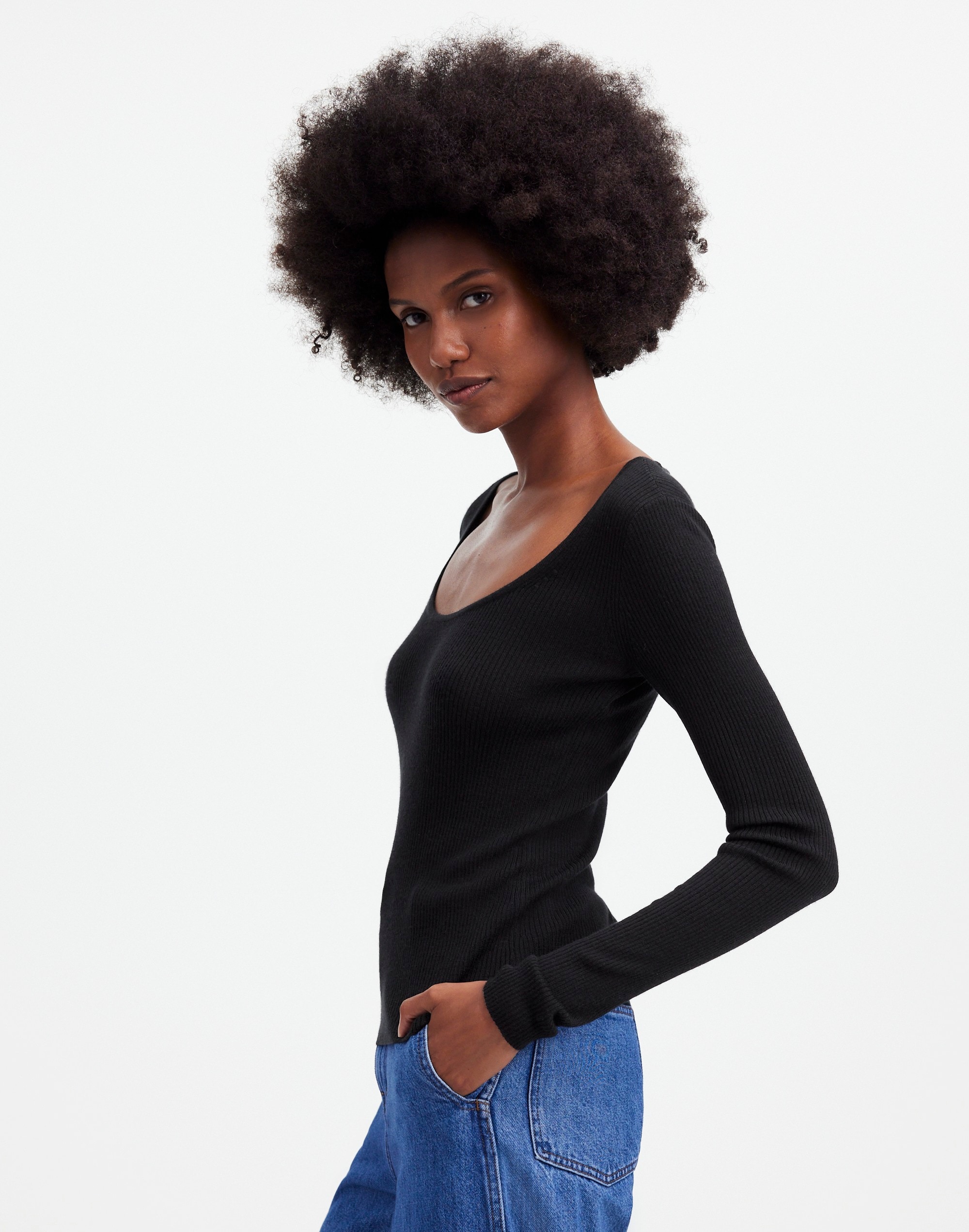Merino Wool-Silk Blend Scoopneck Sweater