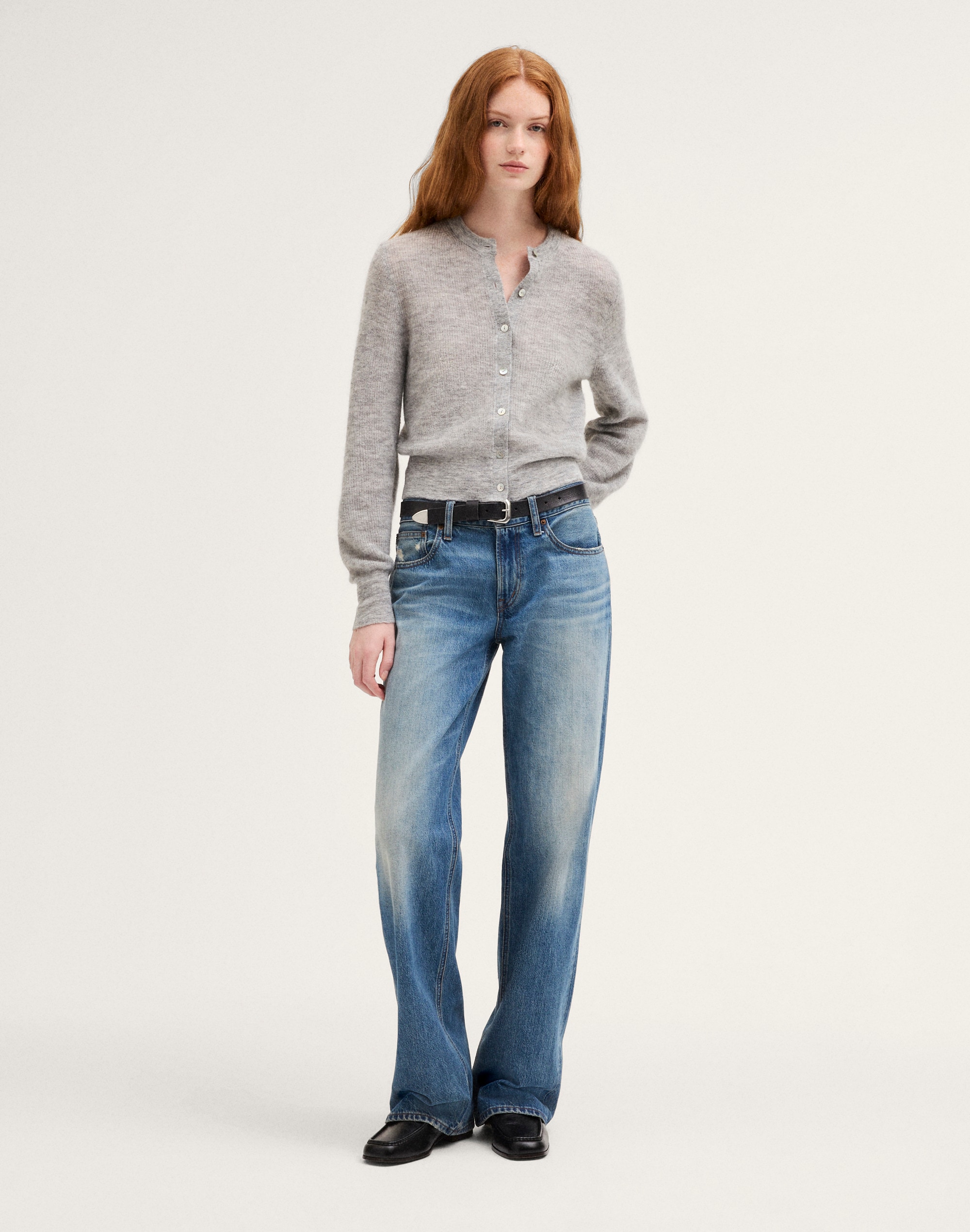 Ribbed Alpaca-Blend Cardigan Sweater